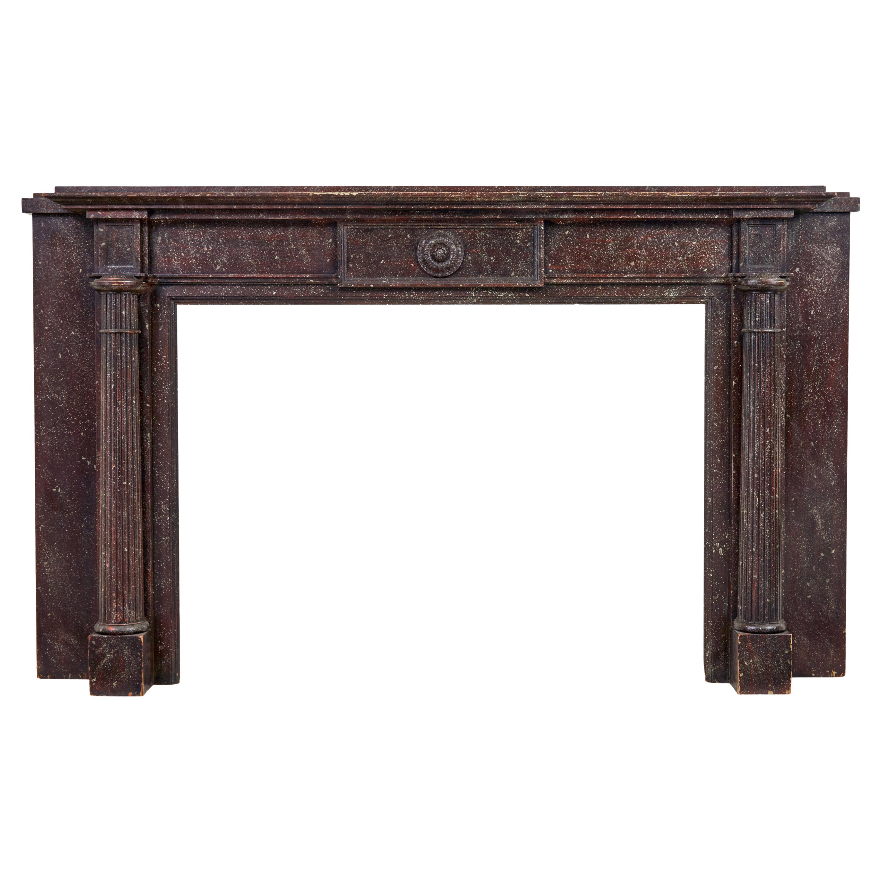Mid century faux porphyry marble Adams style mantlepiece For Sale
