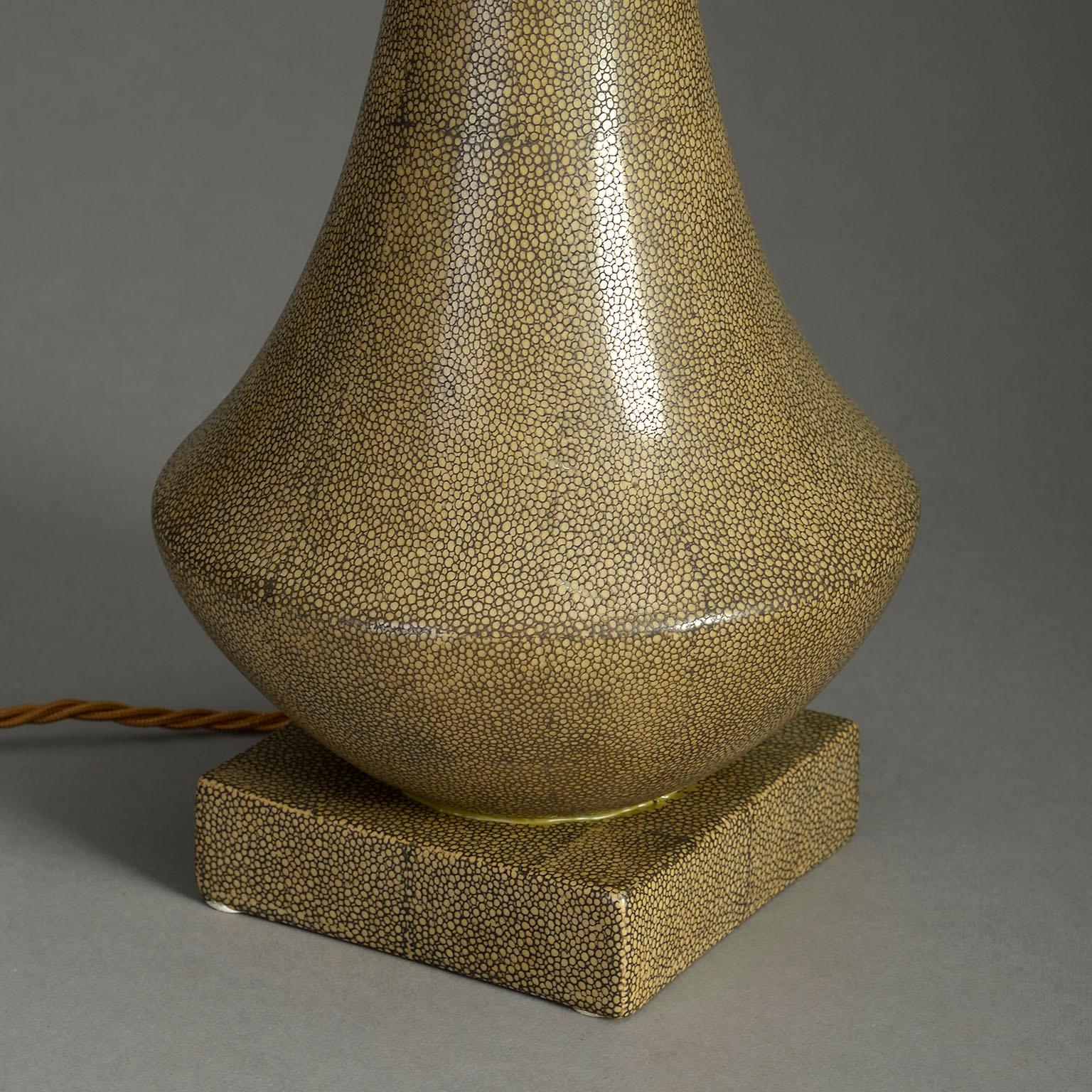 French Mid-Century Faux Shagreen Lamp Base