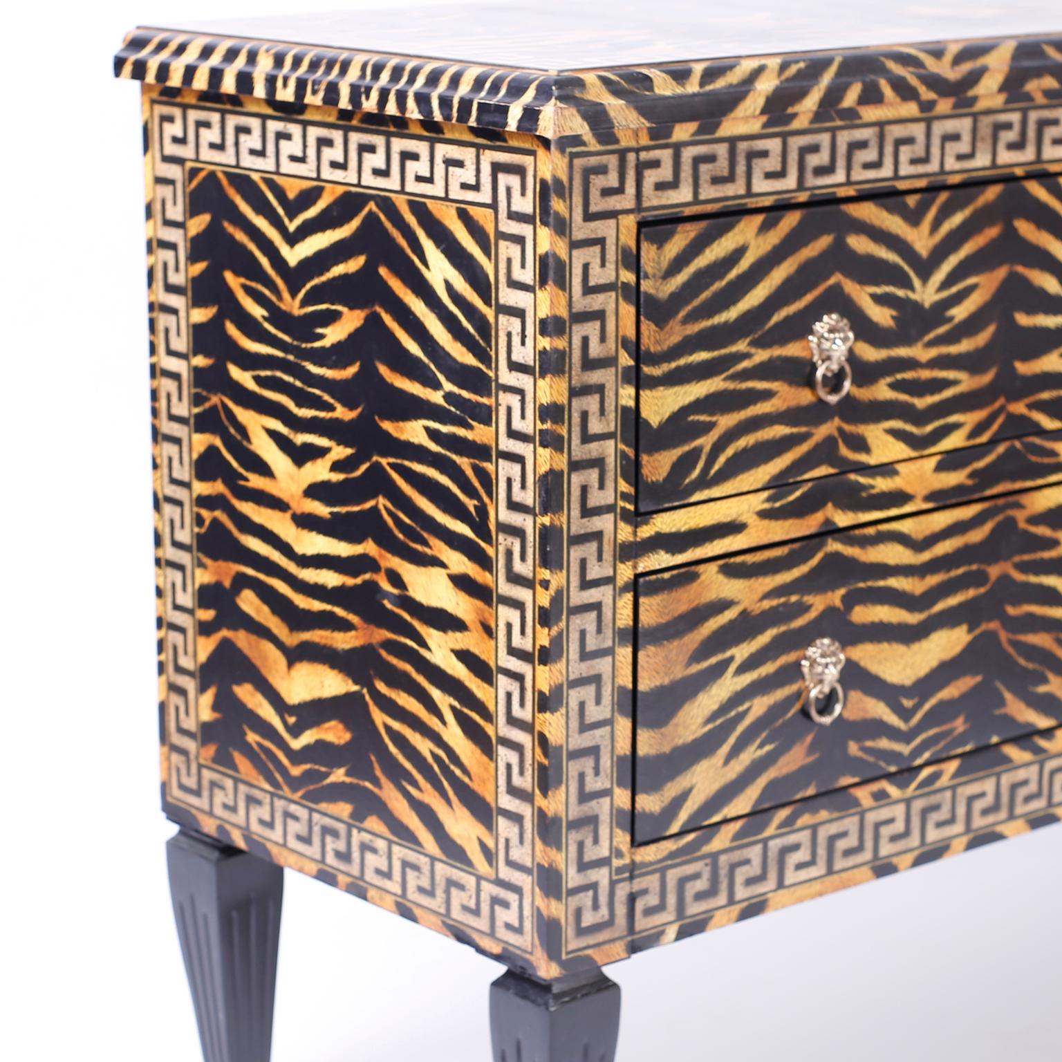 Midcentury Faux Tiger Italianate Commode or Chest In Good Condition For Sale In Palm Beach, FL