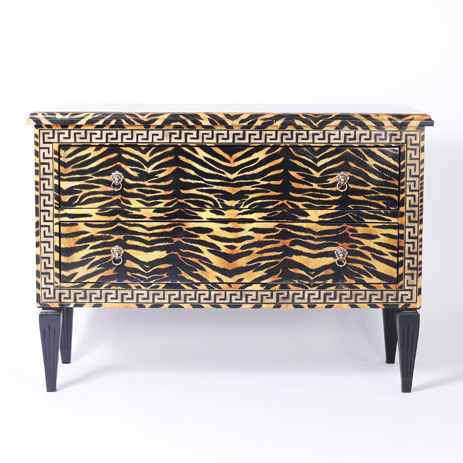 Midcentury Faux Tiger Italianate Commode or Chest For Sale 3