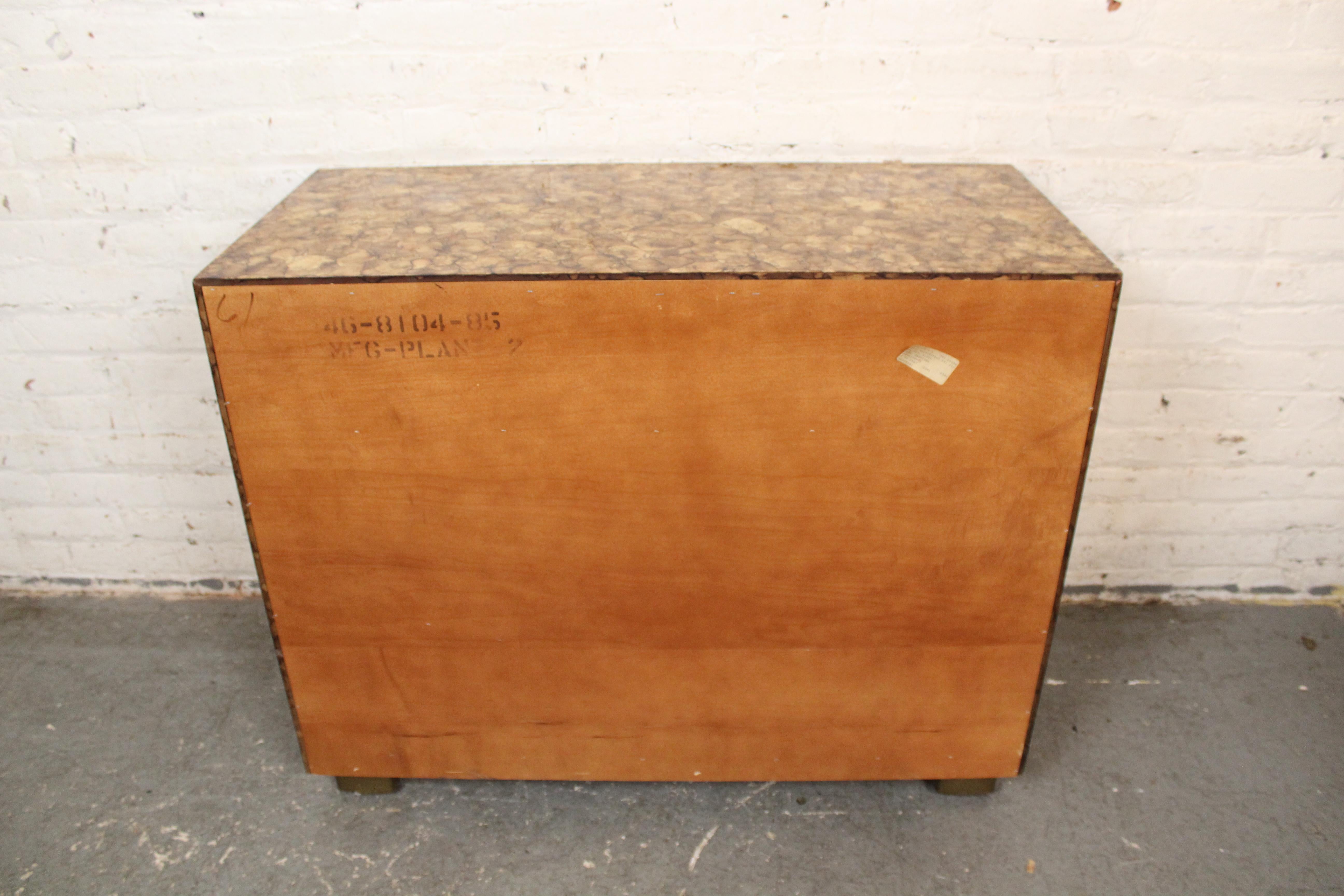 Mid-Century Faux Tortoise Chinoiserie Cabinets by Henredon Furniture For Sale 2