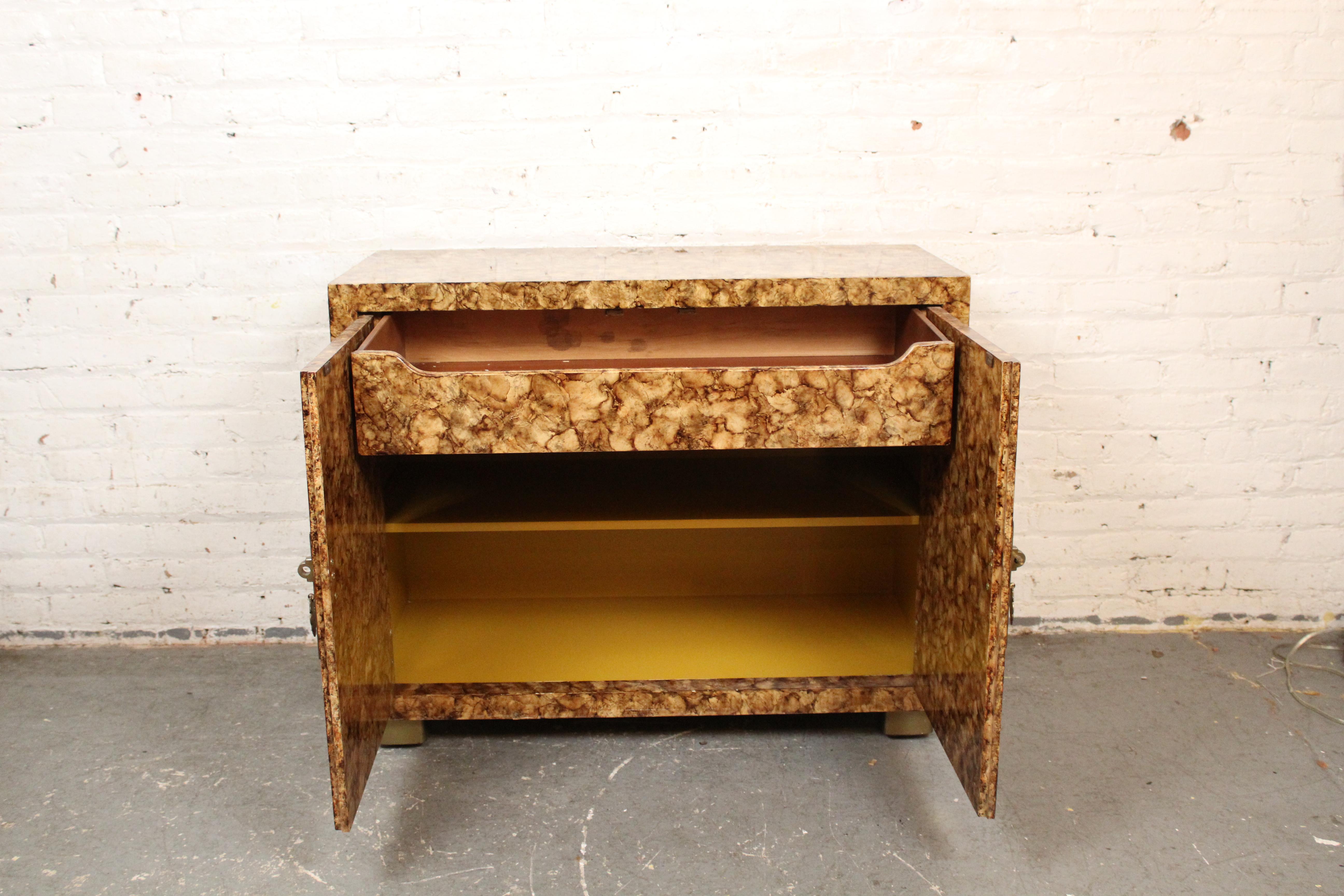 Mid-Century Faux Tortoise Chinoiserie Cabinets by Henredon Furniture For Sale 7
