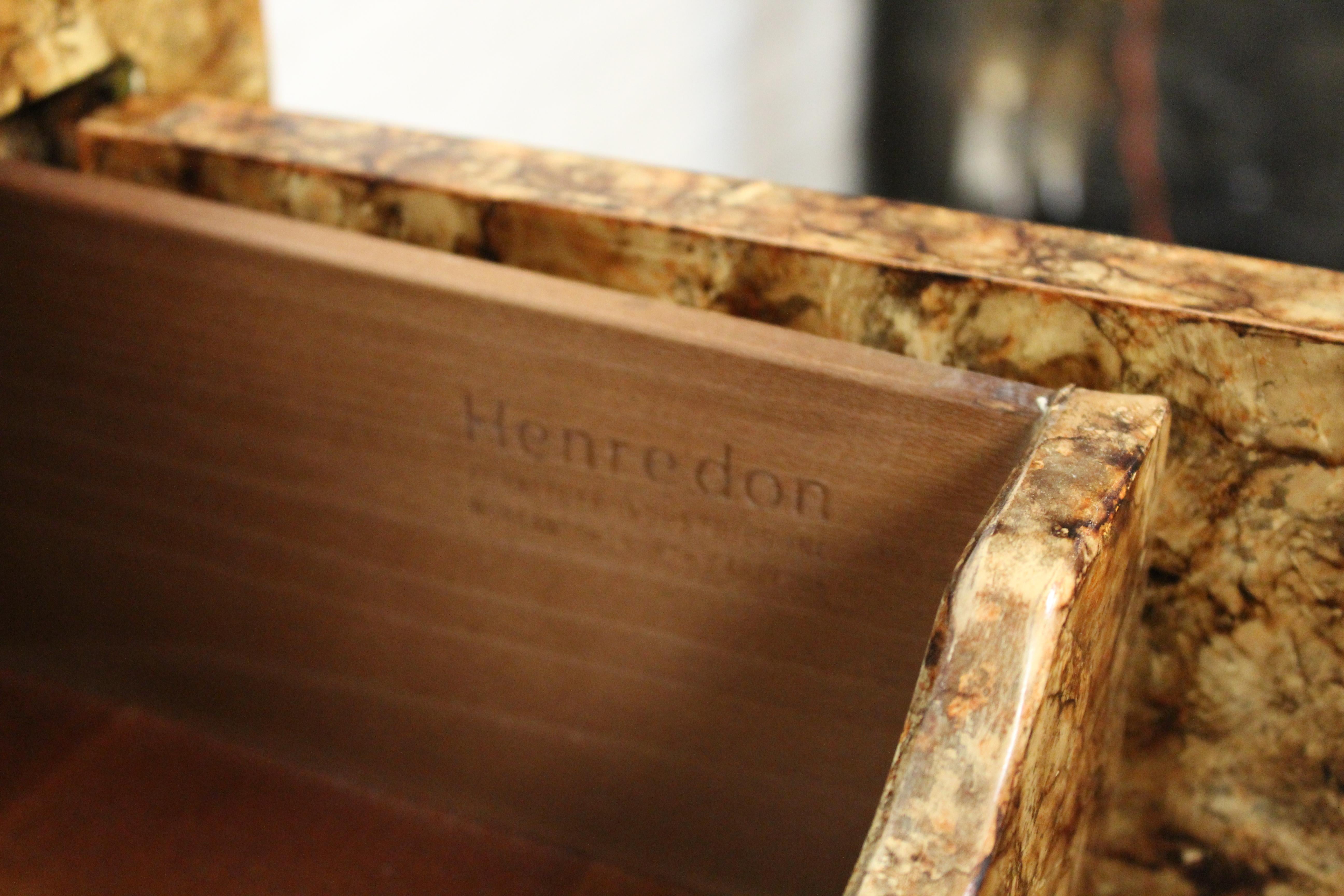 Lacquered Mid-Century Faux Tortoise Chinoiserie Cabinets by Henredon Furniture For Sale