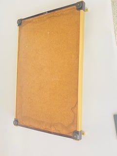 Midcentury Faux Tortoise Shell and Brass Tray circa 1970 Red and Gold Color