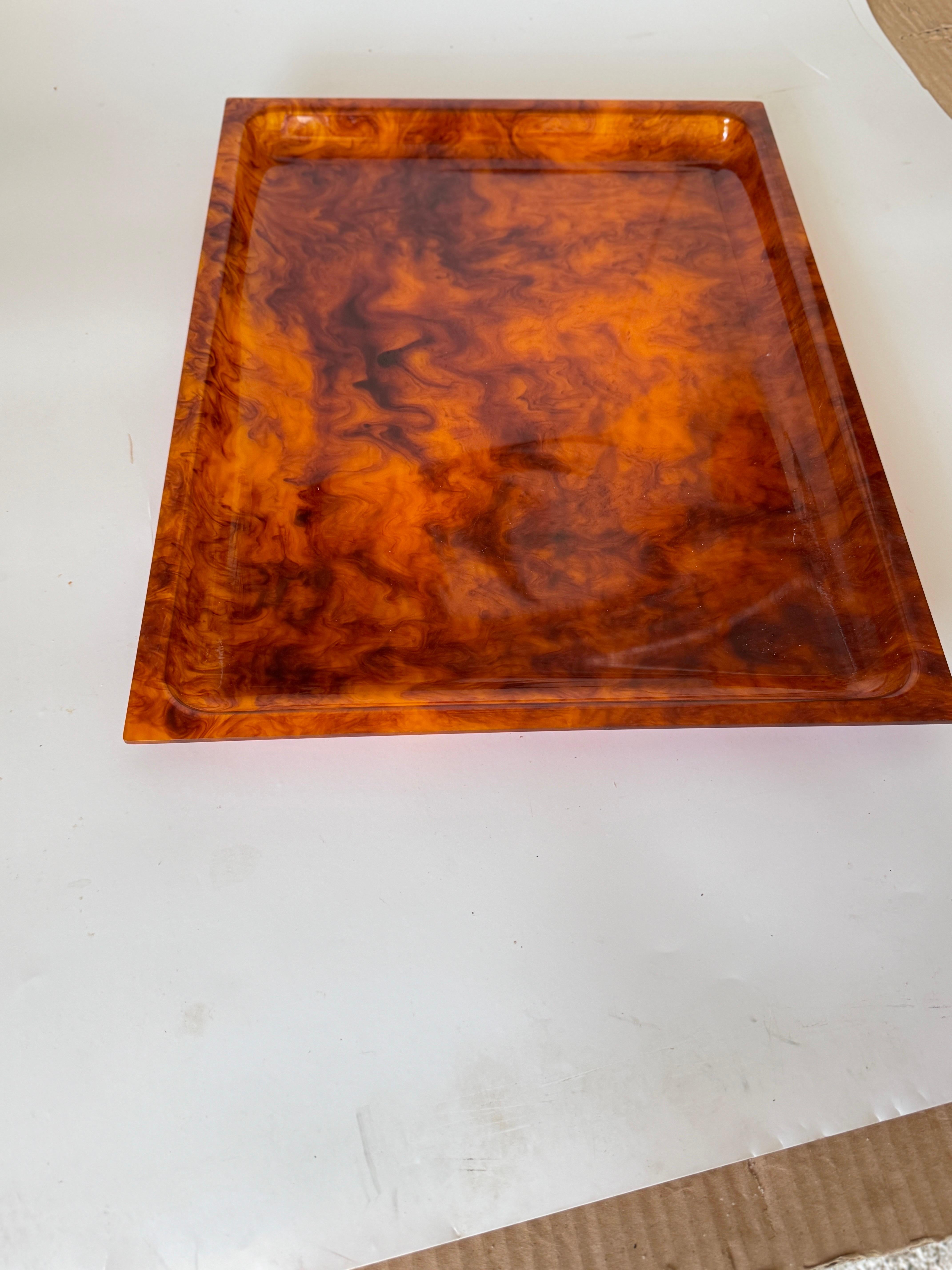 Mid-Century Faux Tortoise shell Tray Christian Dior Style circa 1970 For Sale 1