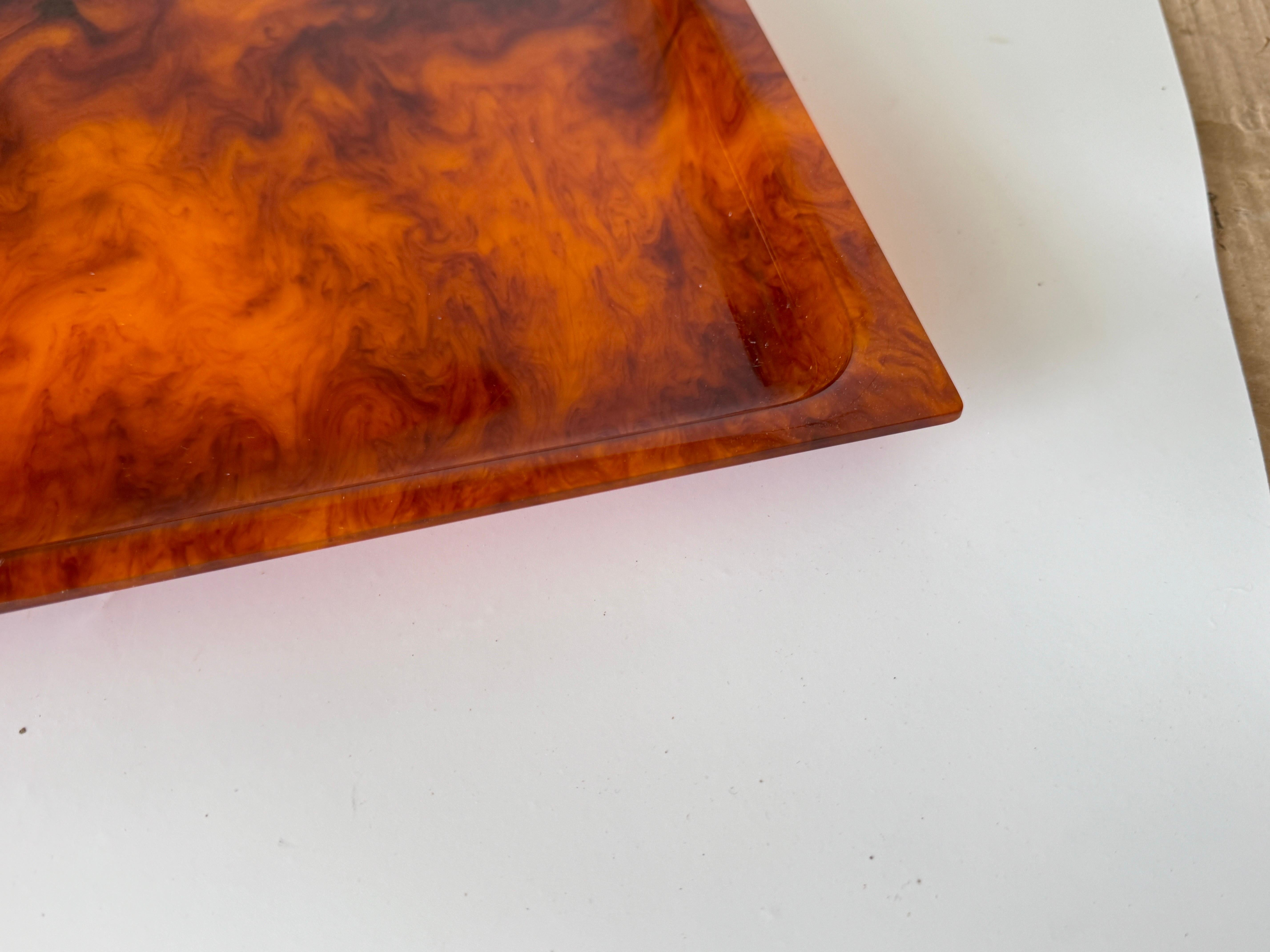 Mid-Century Faux Tortoise shell Tray Christian Dior Style circa 1970 For Sale 2