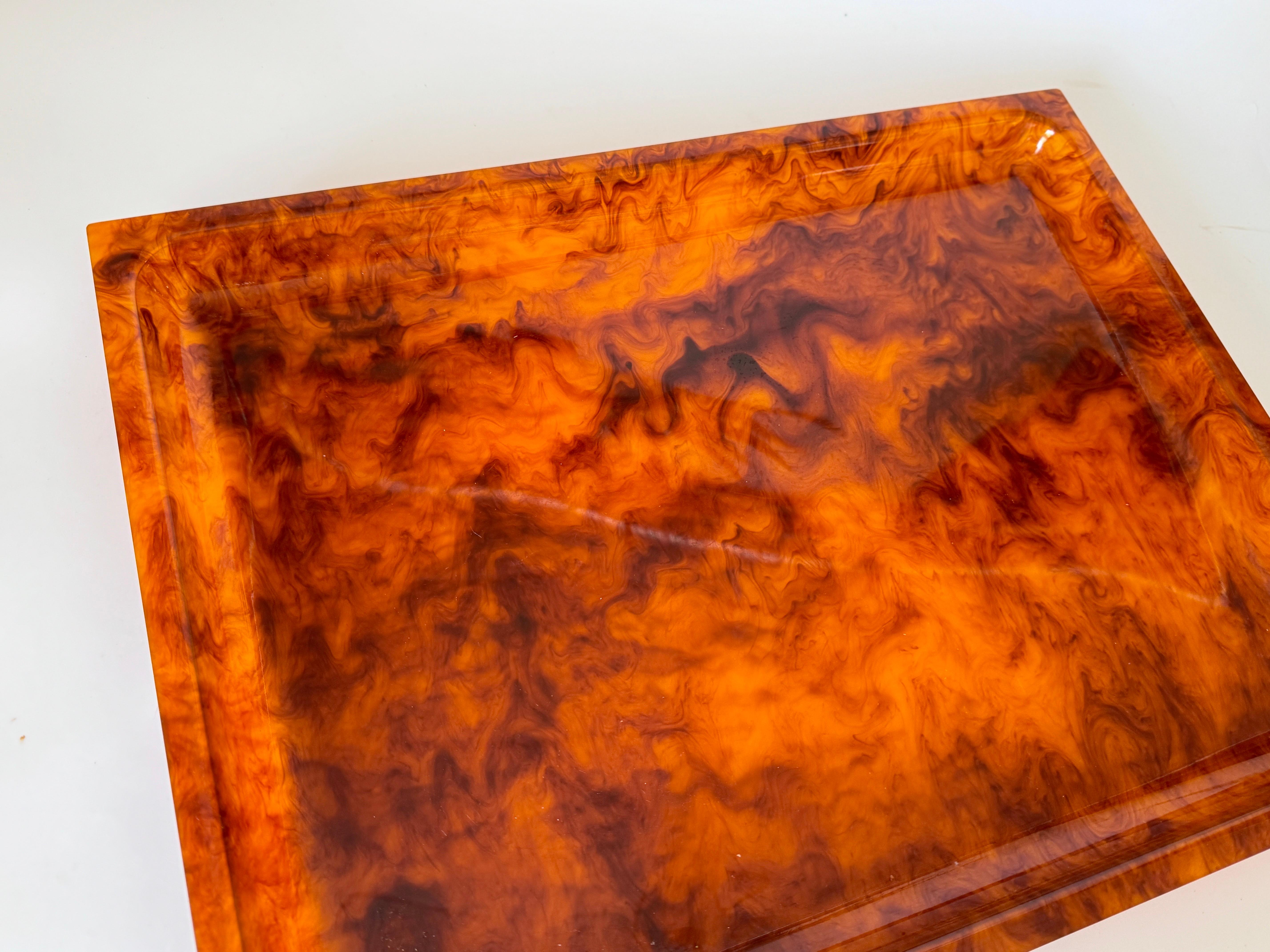 Mid-Century Faux Tortoise shell Tray Christian Dior Style circa 1970 For Sale 3