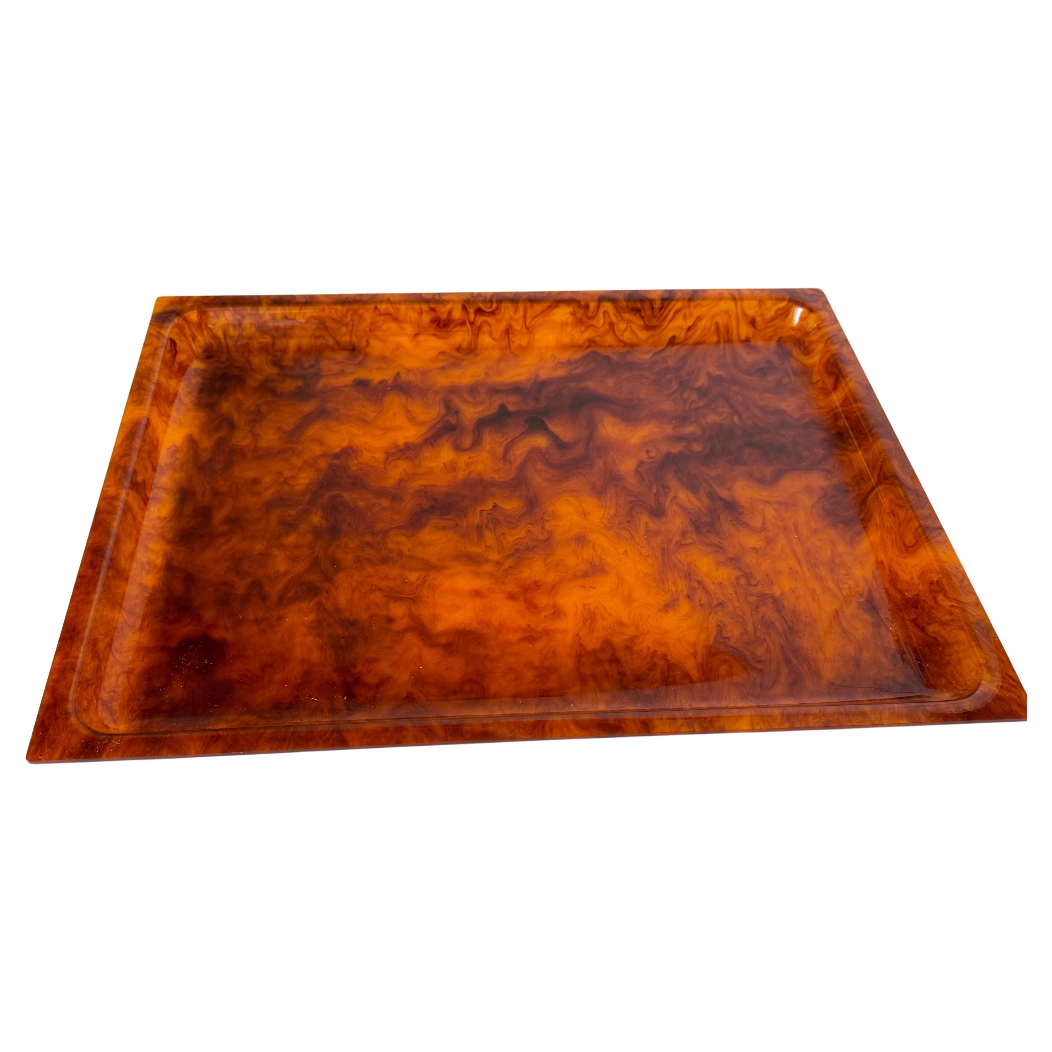 Mid-Century Faux Tortoise shell Tray Christian Dior Style circa 1970 For Sale