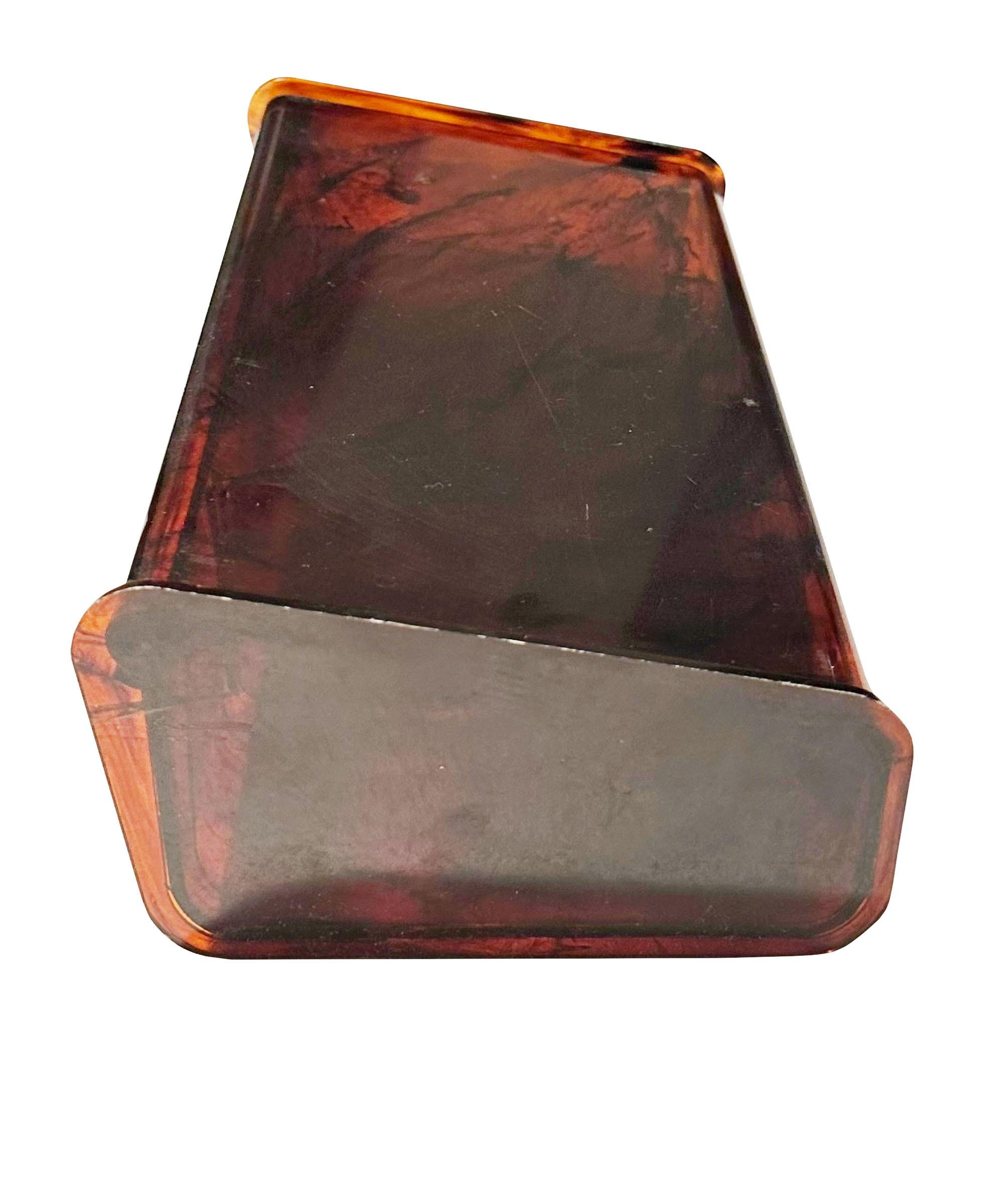 American Midcentury Faux Tortoiseshell Lucite Box For Sale