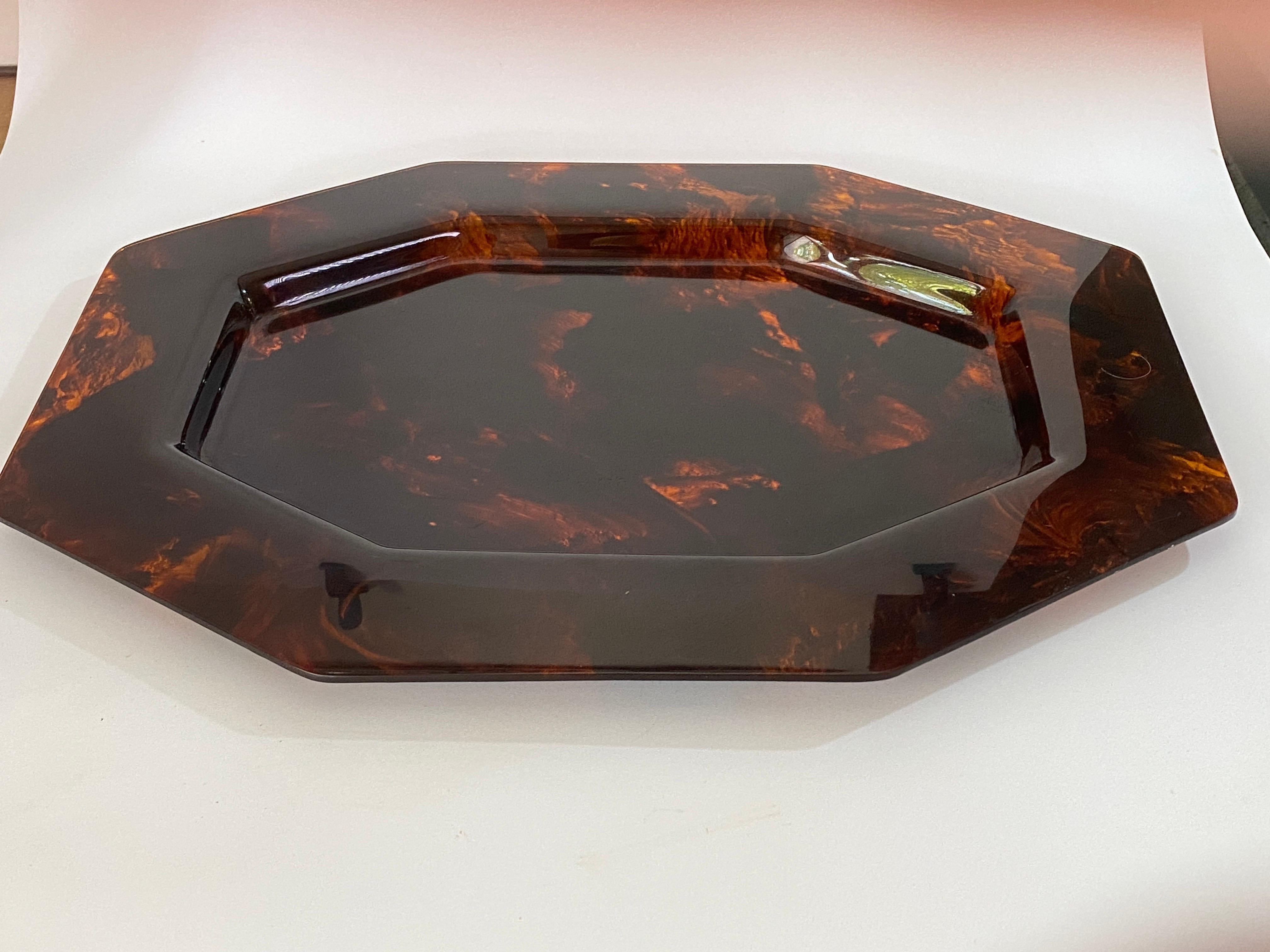Mid-Century Faux Tortoise shell Tray Attributed Christian Dior, circa 1970 2