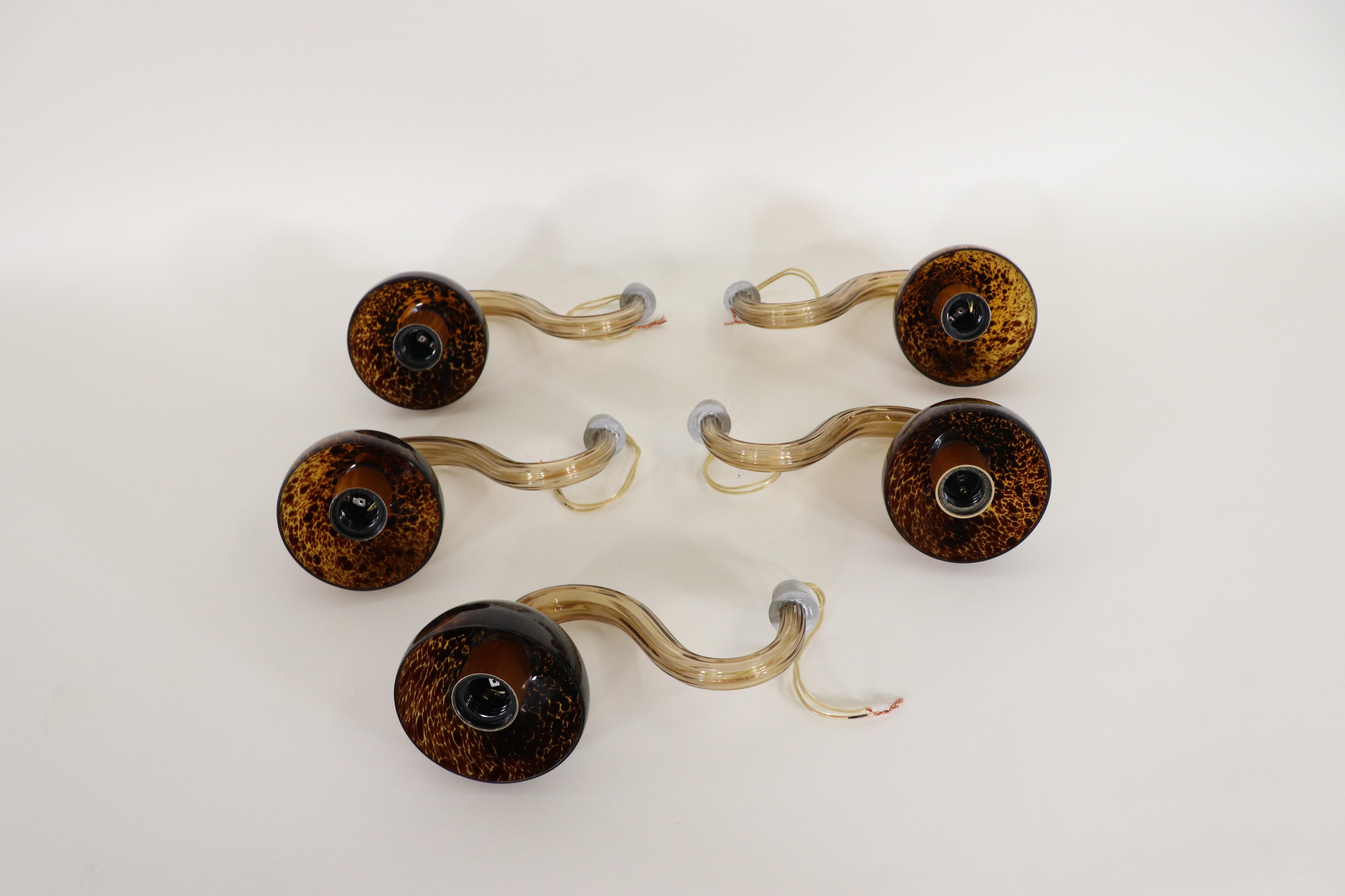 Mid-Century Faux Turtle-Shell Murano Chandelier 4