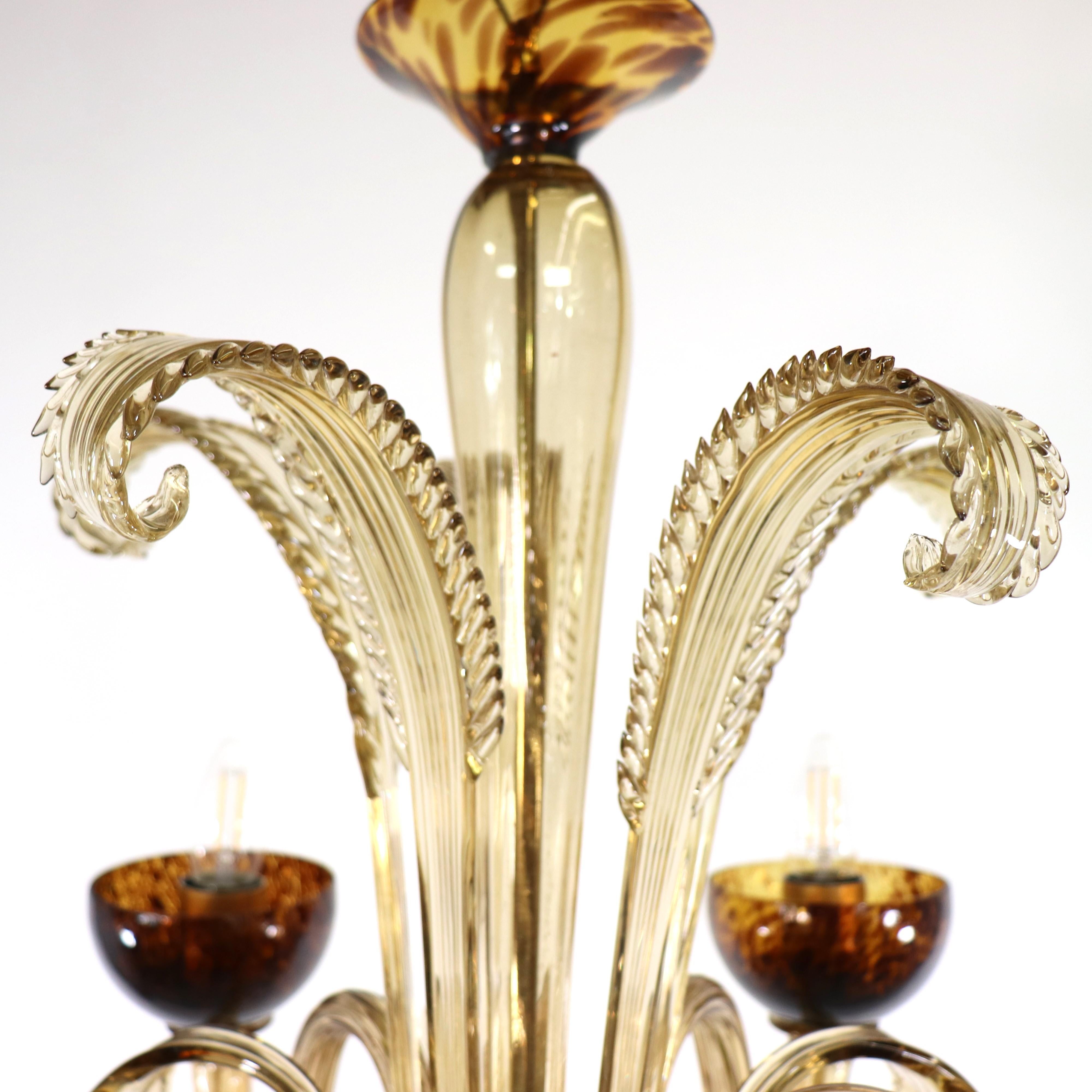 Italian Mid-Century Faux Turtle-Shell Murano Chandelier
