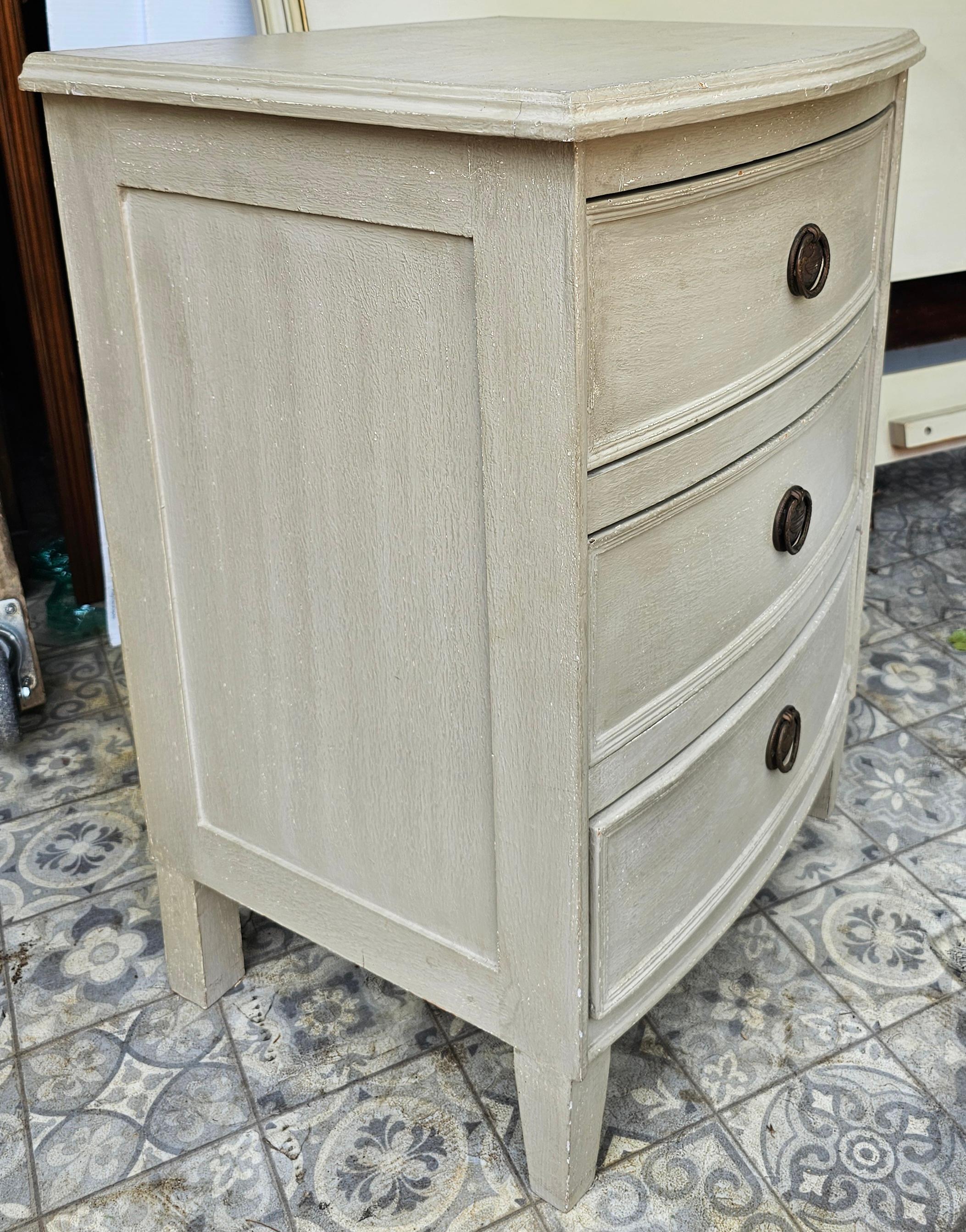 American Mid Century Federal Gray Enamel Mahogany Bedside Chest of Drawers For Sale