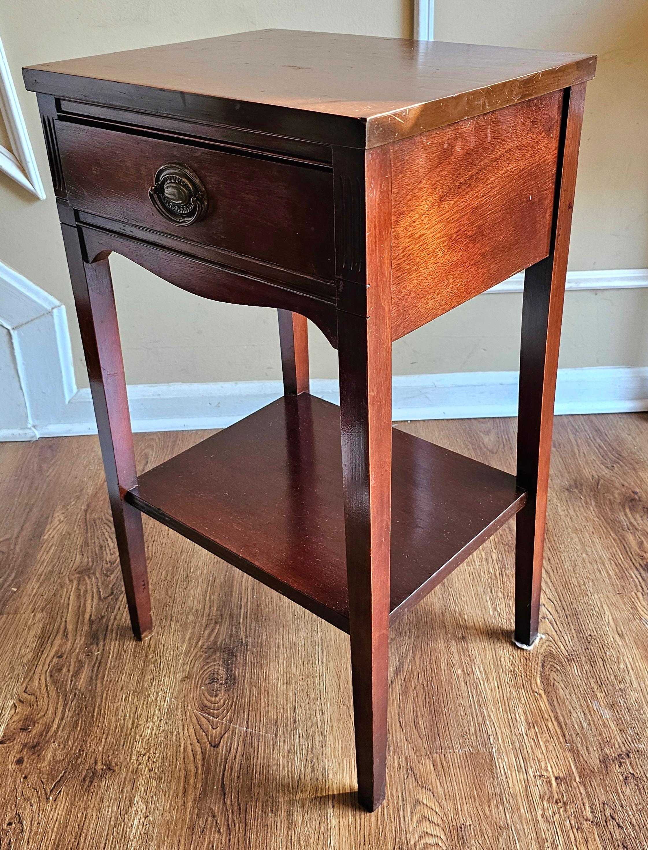 Other Mid Century Federal Style Mahogany Tiered Bedside Table For Sale