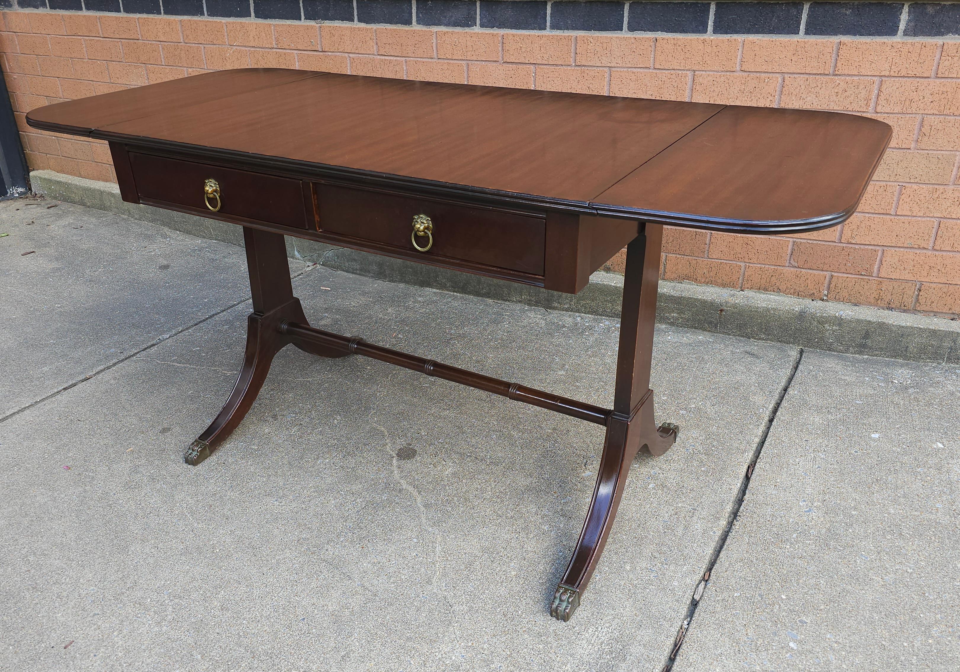 Other Mid Century Federal Style Mahogany Trestle Drop Leaf Table For Sale