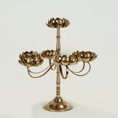 Mid Century Feldman Brass Lotus Candelabra