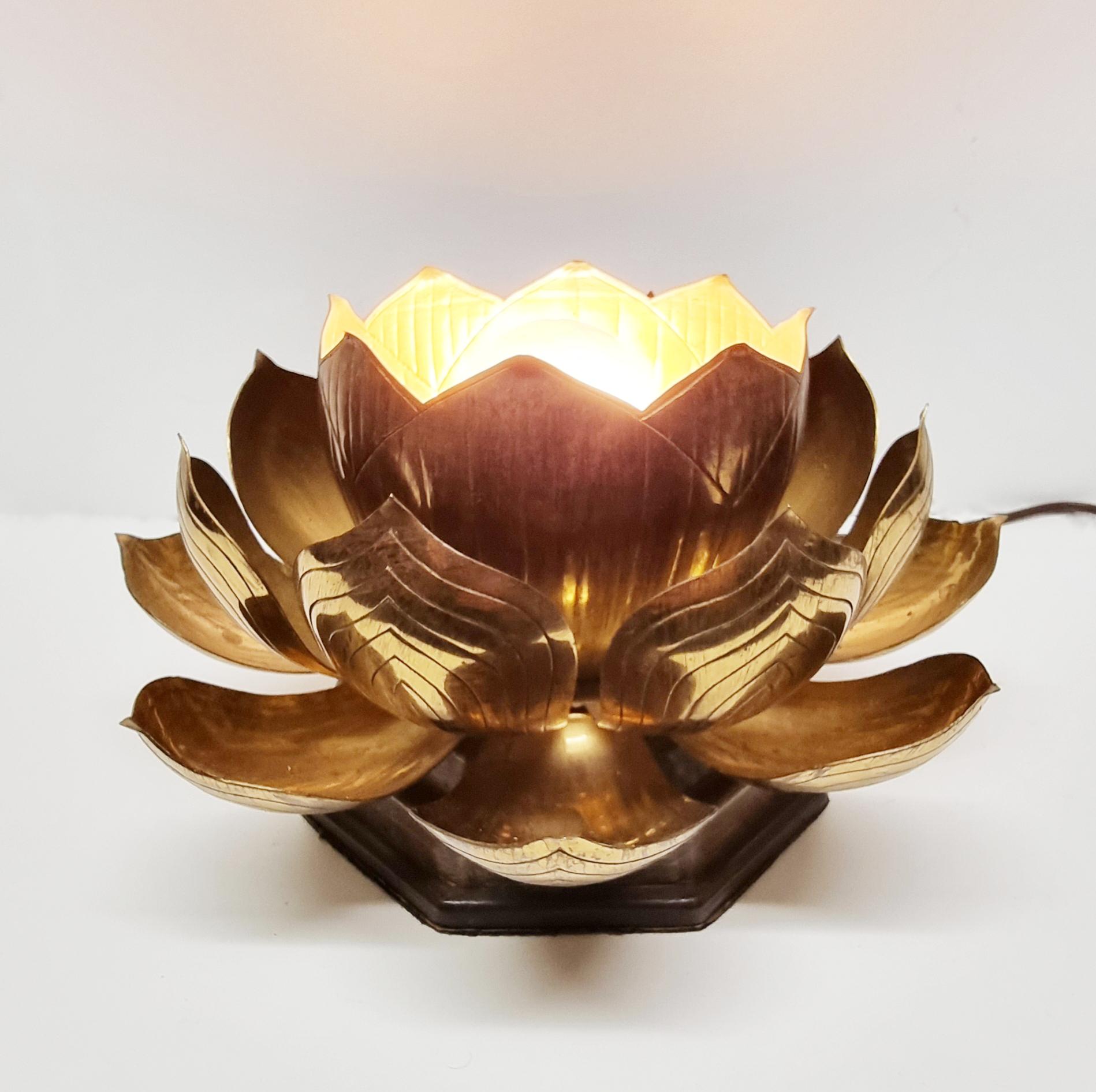 American Mid Century Feldman Brass Lotus Table Lamp