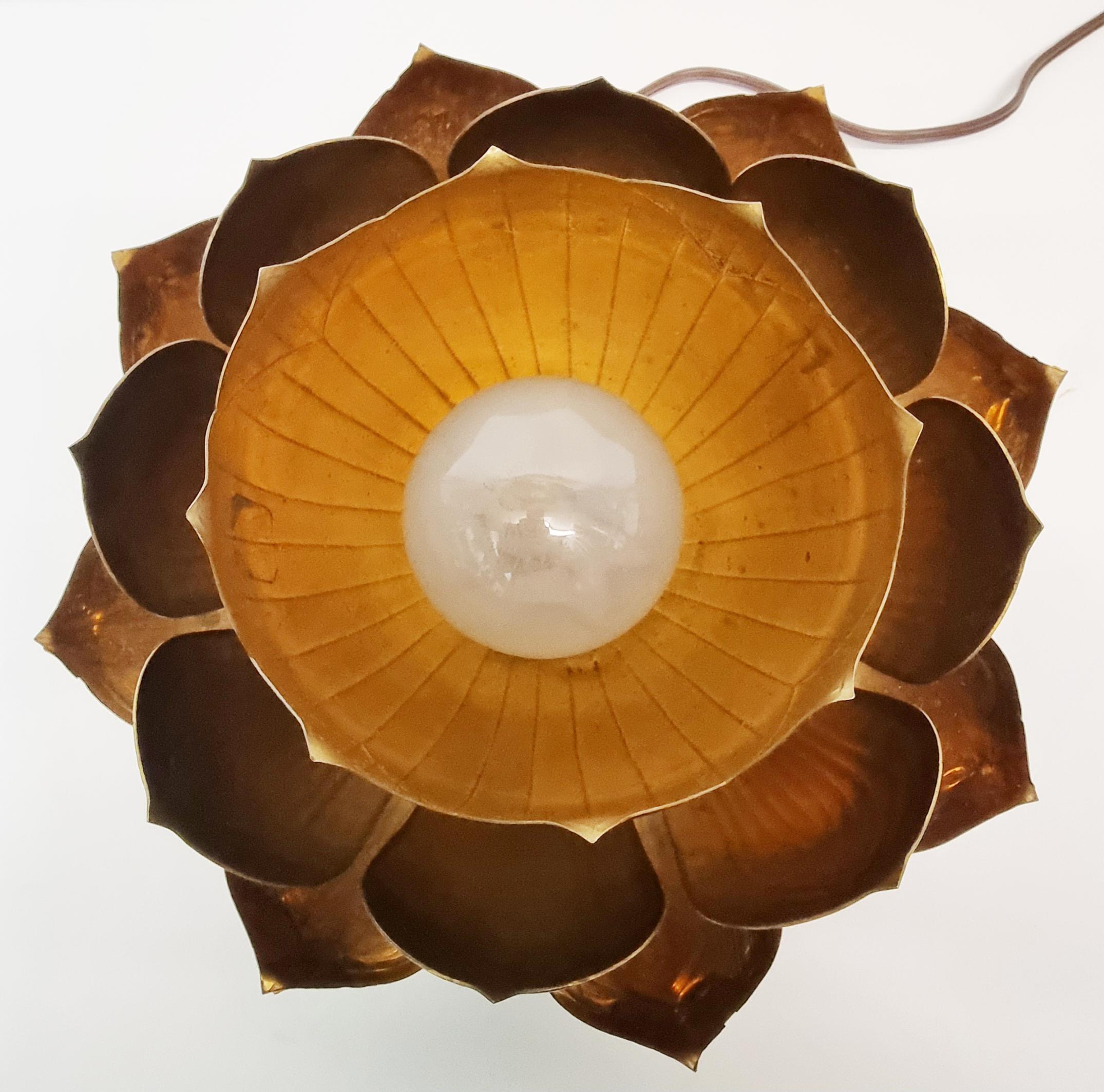 Mid Century Feldman Brass Lotus Table Lamp 2