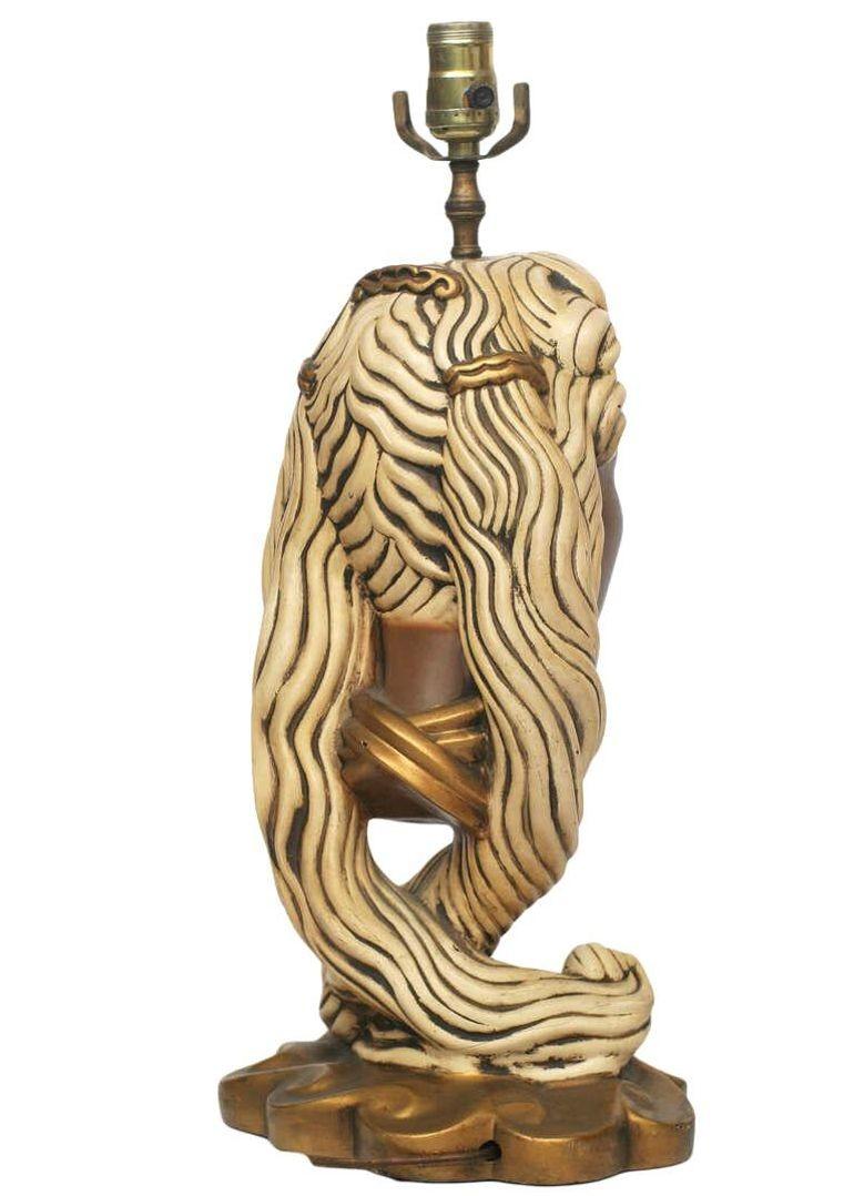 Metà XX secolo Lampada in gesso con busto femminile di metà secolo in vendita