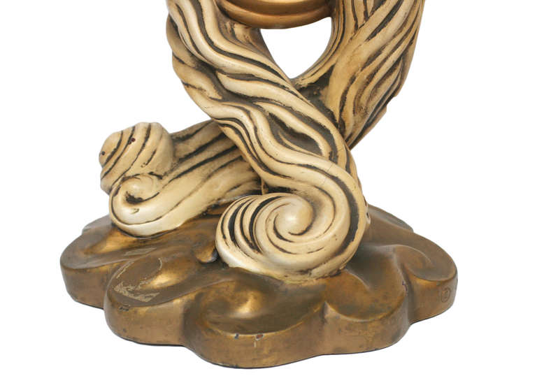 Kreidelampe mit weiblicher Büste aus der Jahrhundertmitte (Keramik) im Angebot