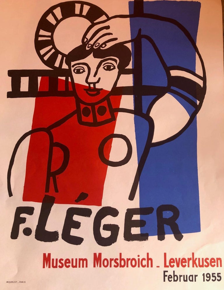 Mid-Century Modern Midcentury Fernand Léger Museum Morsbroich Lithograph Art Poster, 1955 For Sale