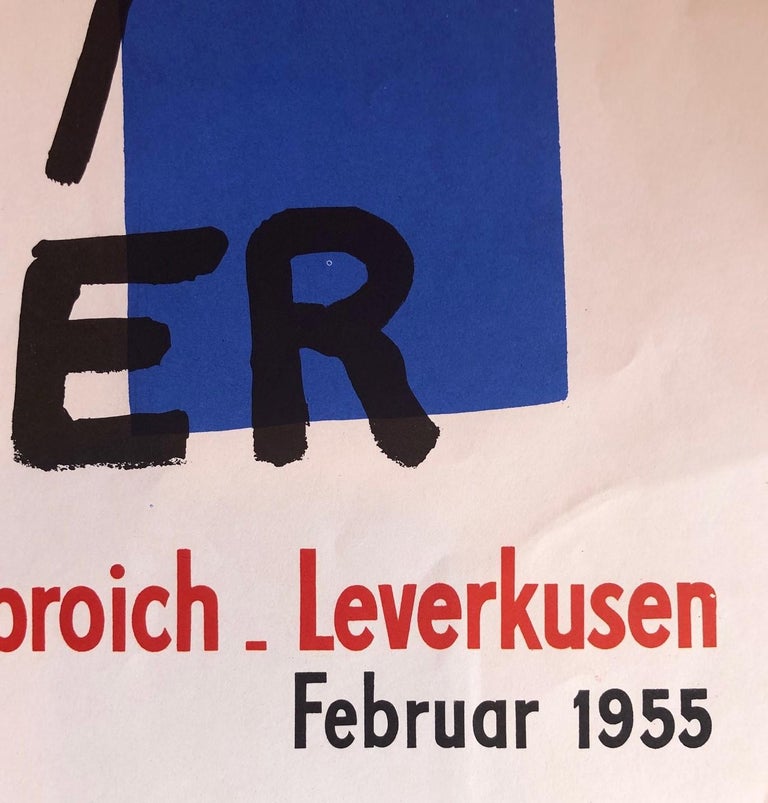 Midcentury Fernand Léger Museum Morsbroich Lithograph Art Poster, 1955 In Good Condition For Sale In San Diego, CA
