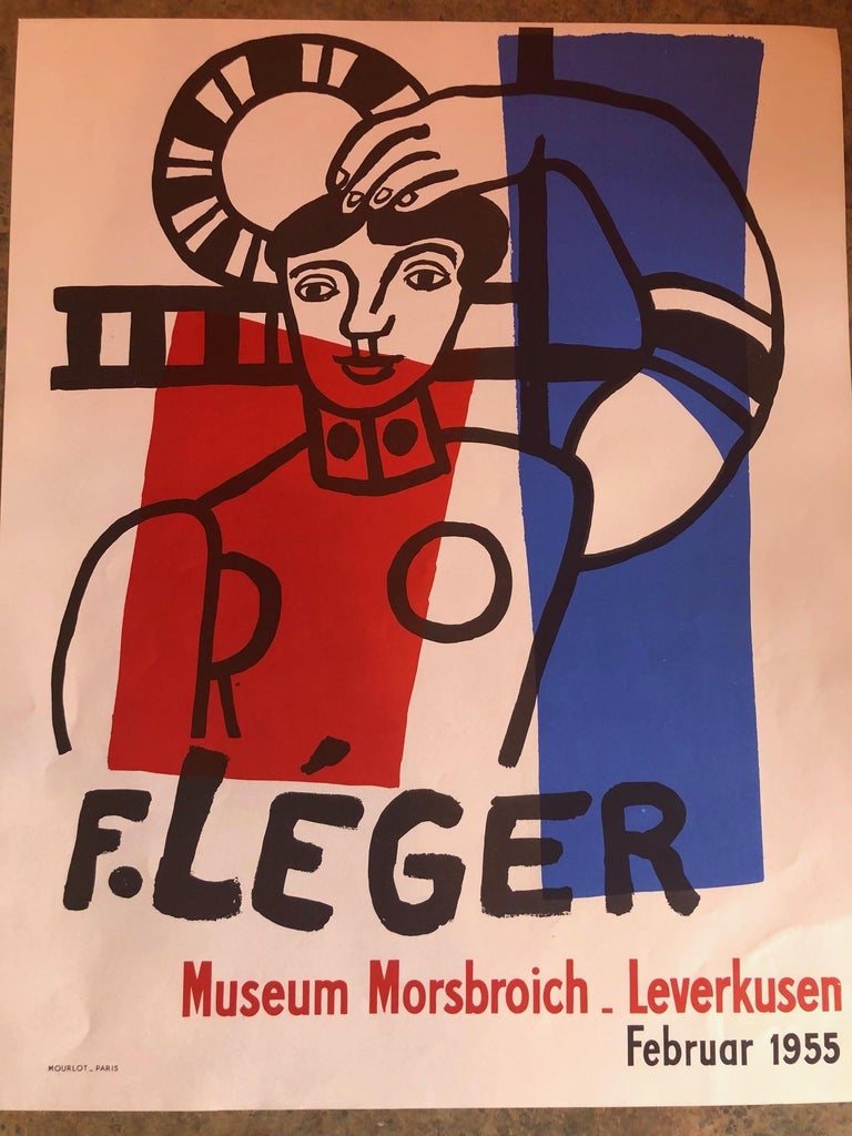 20th Century Midcentury Fernand Léger Museum Morsbroich Lithograph Art Poster, 1955 For Sale