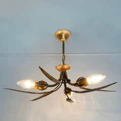 Midcentury 'Ferro Art' Gold Leaf Ceiling Light