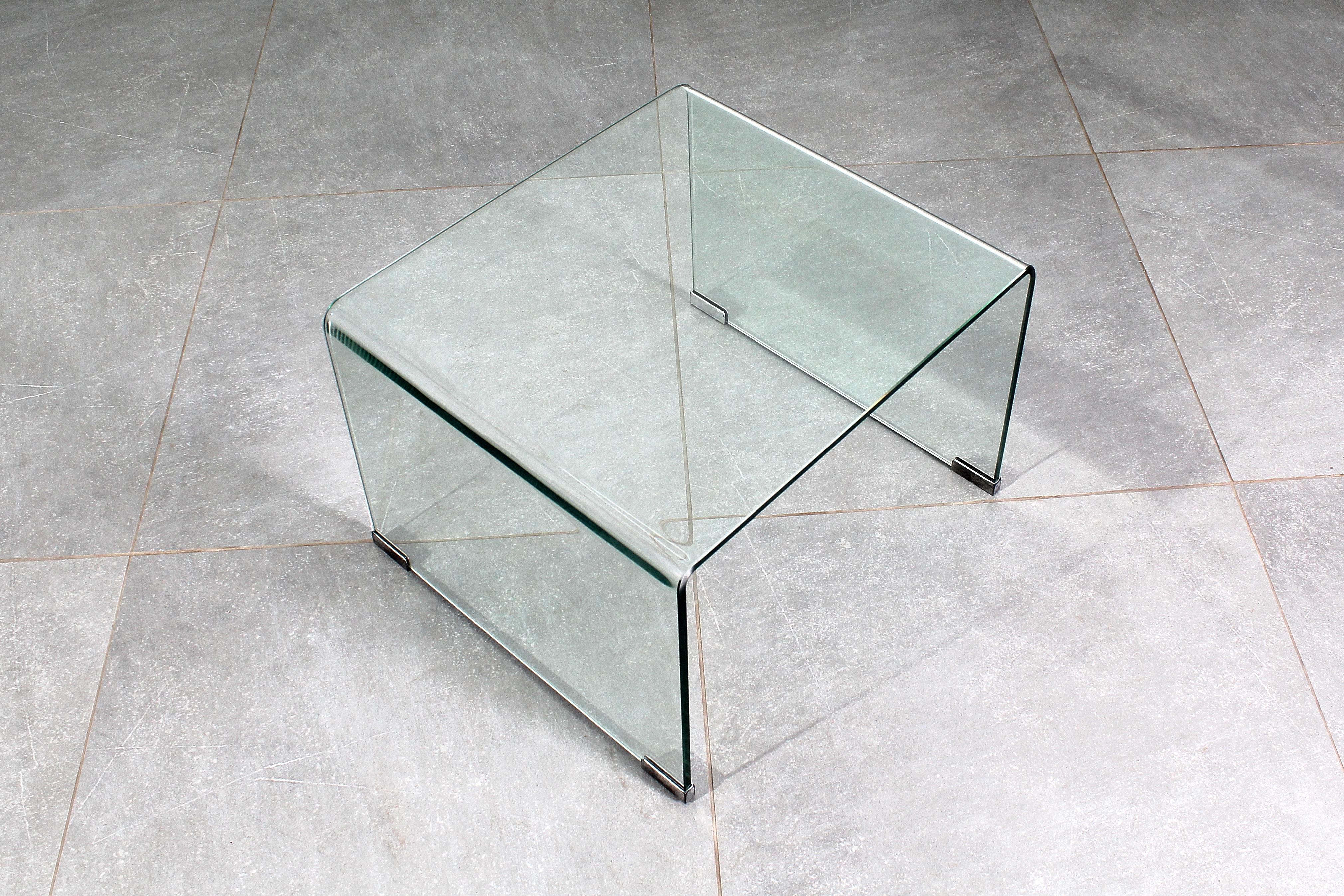 Table basse en verre bombé style FIAM Italie années 70 en vente 3