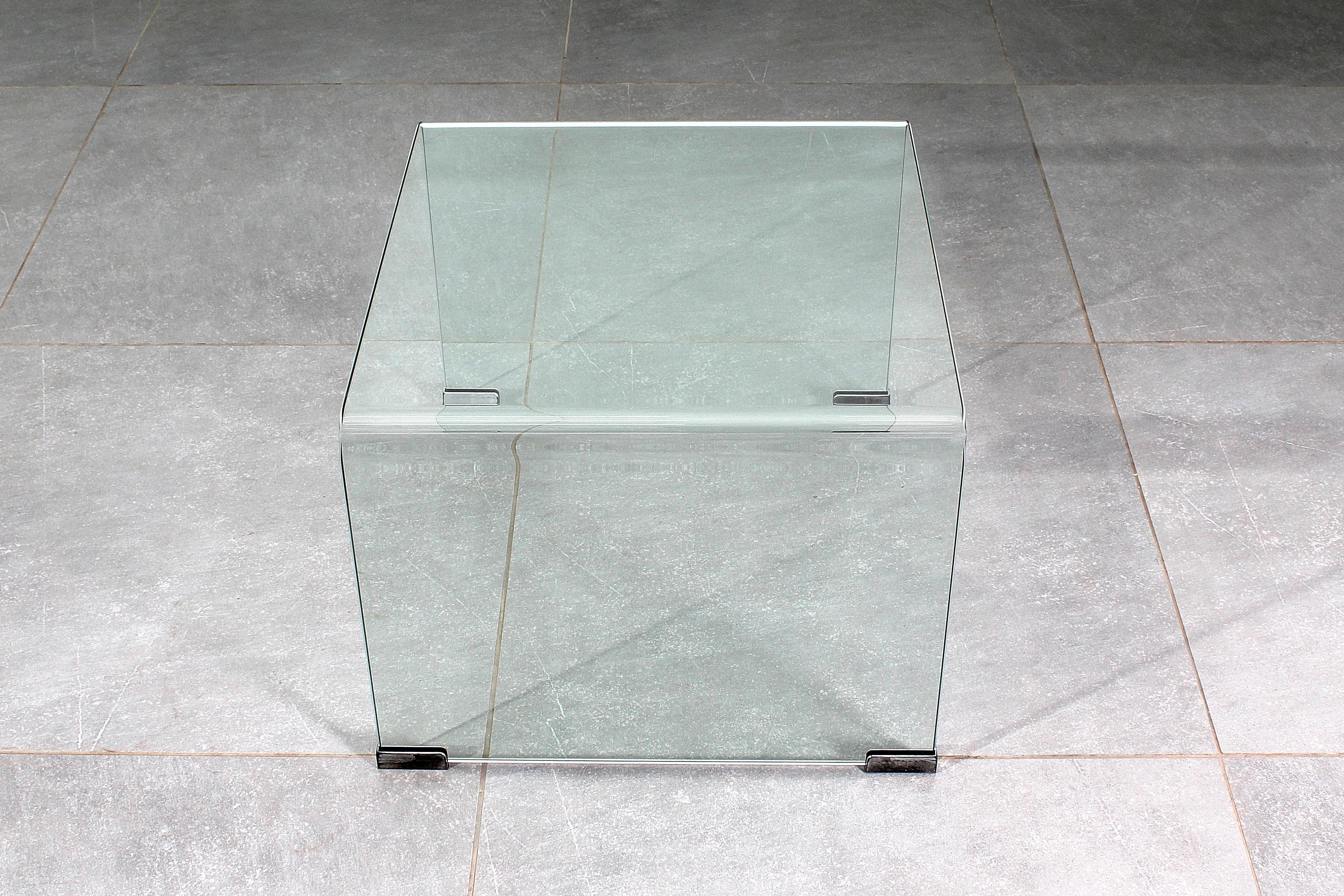 Table basse en verre bombé style FIAM Italie années 70 en vente 1