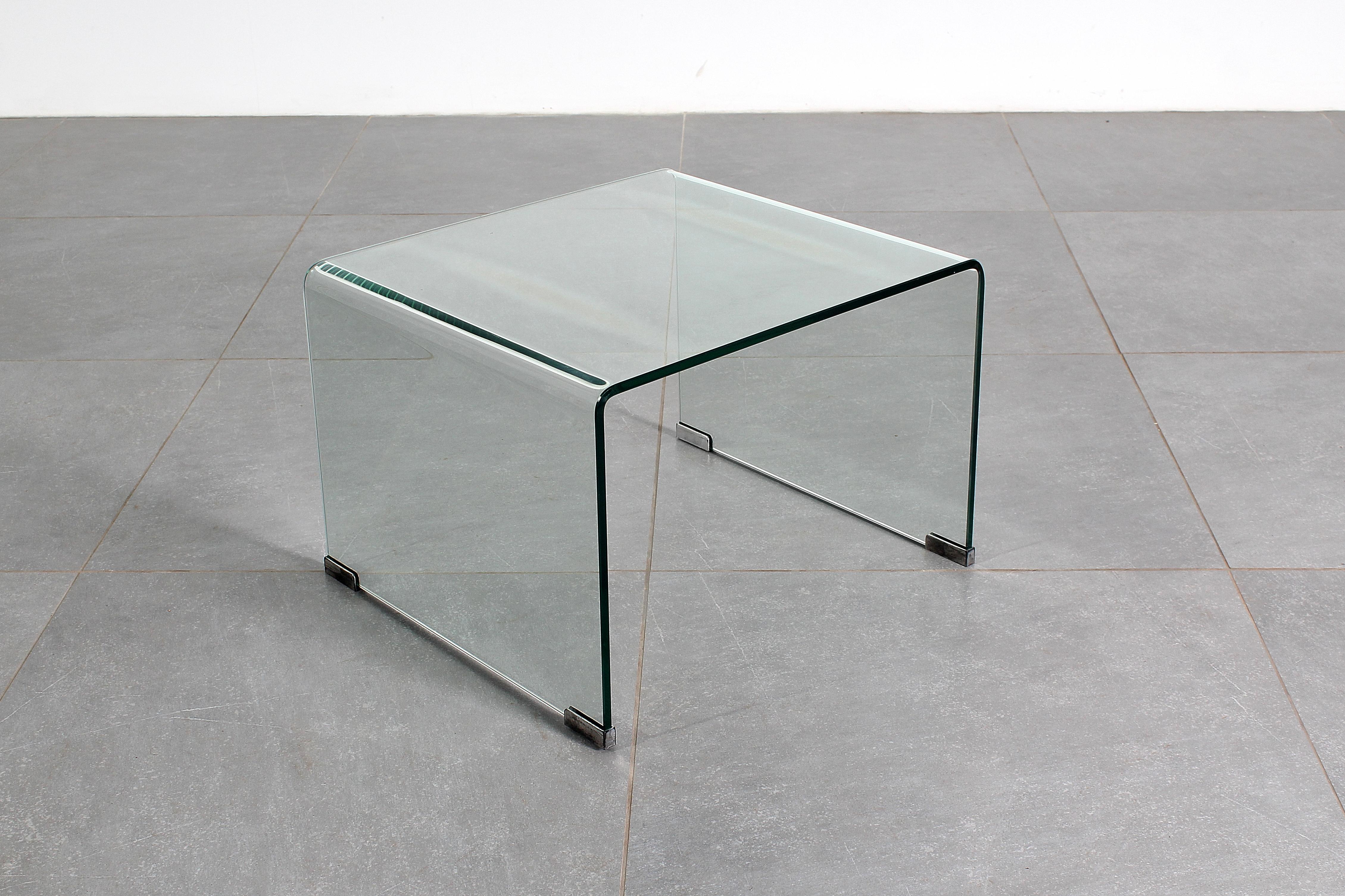 Table basse en verre bombé style FIAM Italie années 70 en vente 2