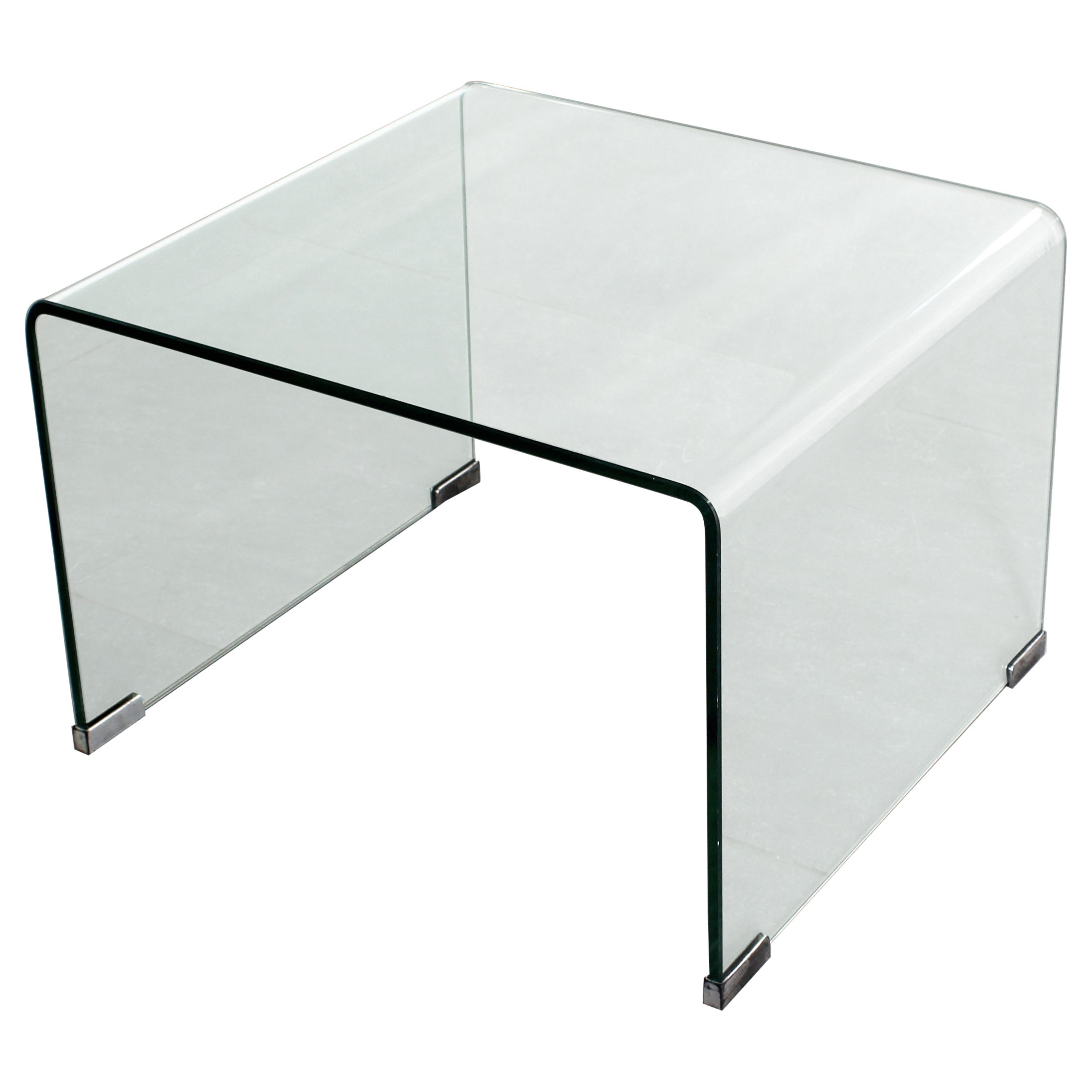 Table basse en verre bombé style FIAM Italie années 70 en vente