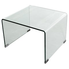 Mid-Century FIAM Style Curved Glass Coffee Table Italy 70s