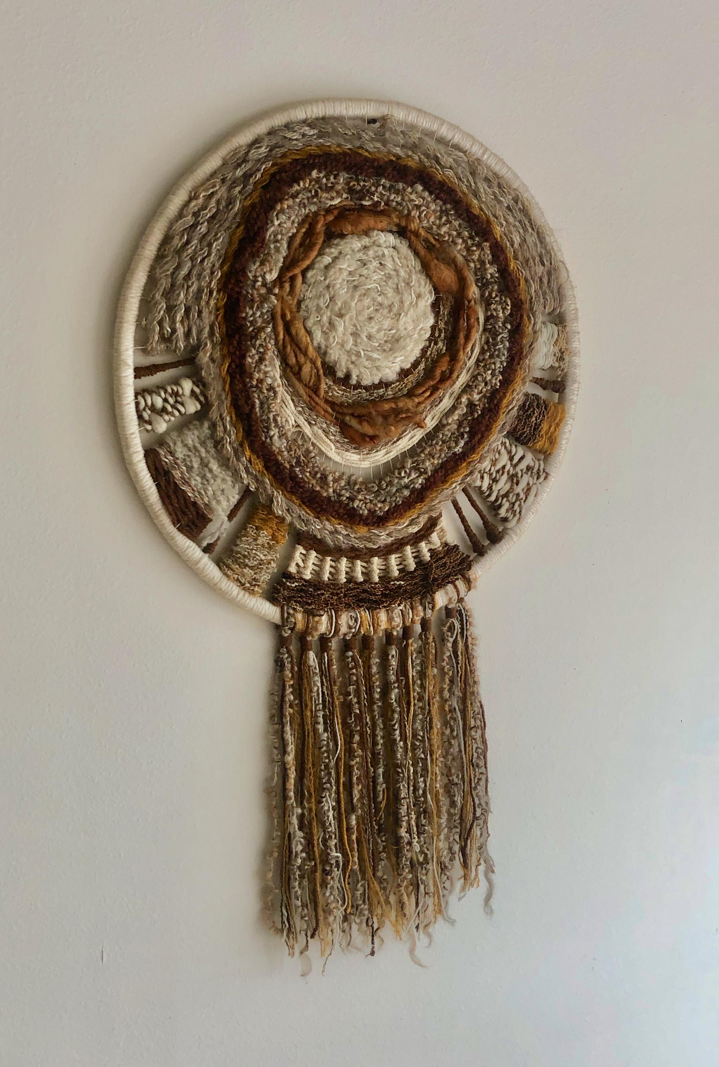 Midcentury hanging decorative fiber art.