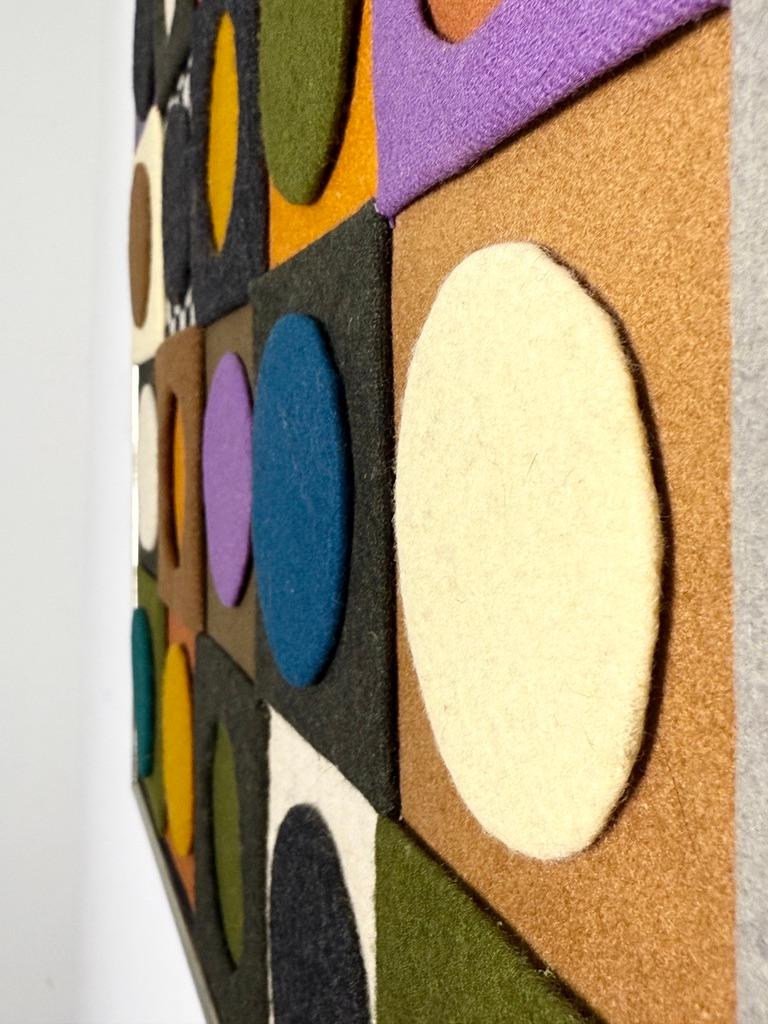 Fabric Mid Century Abstract Geometric Fiber Art Textile Wall Sculpture by Carolyn Hall For Sale
