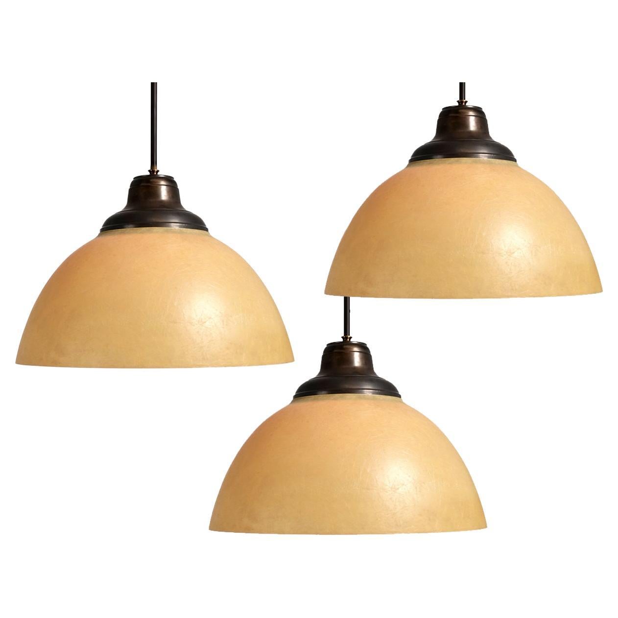 Mid-Century Fiberglass Amber Dome Light For Sale