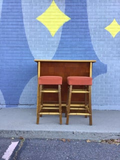 Mid-Century Ficks Reed Dry Bar and Barstool Set