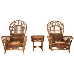 Midcentury Ficks Reed Rattan Chairs and Table