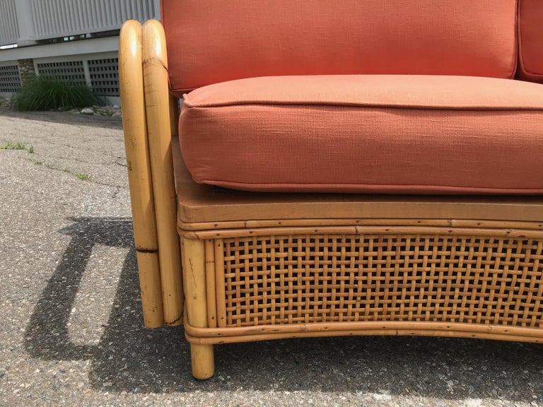 Midcentury Ficks Reed Two-Piece Sectional Rattan Sofa For Sale at 1stDibs