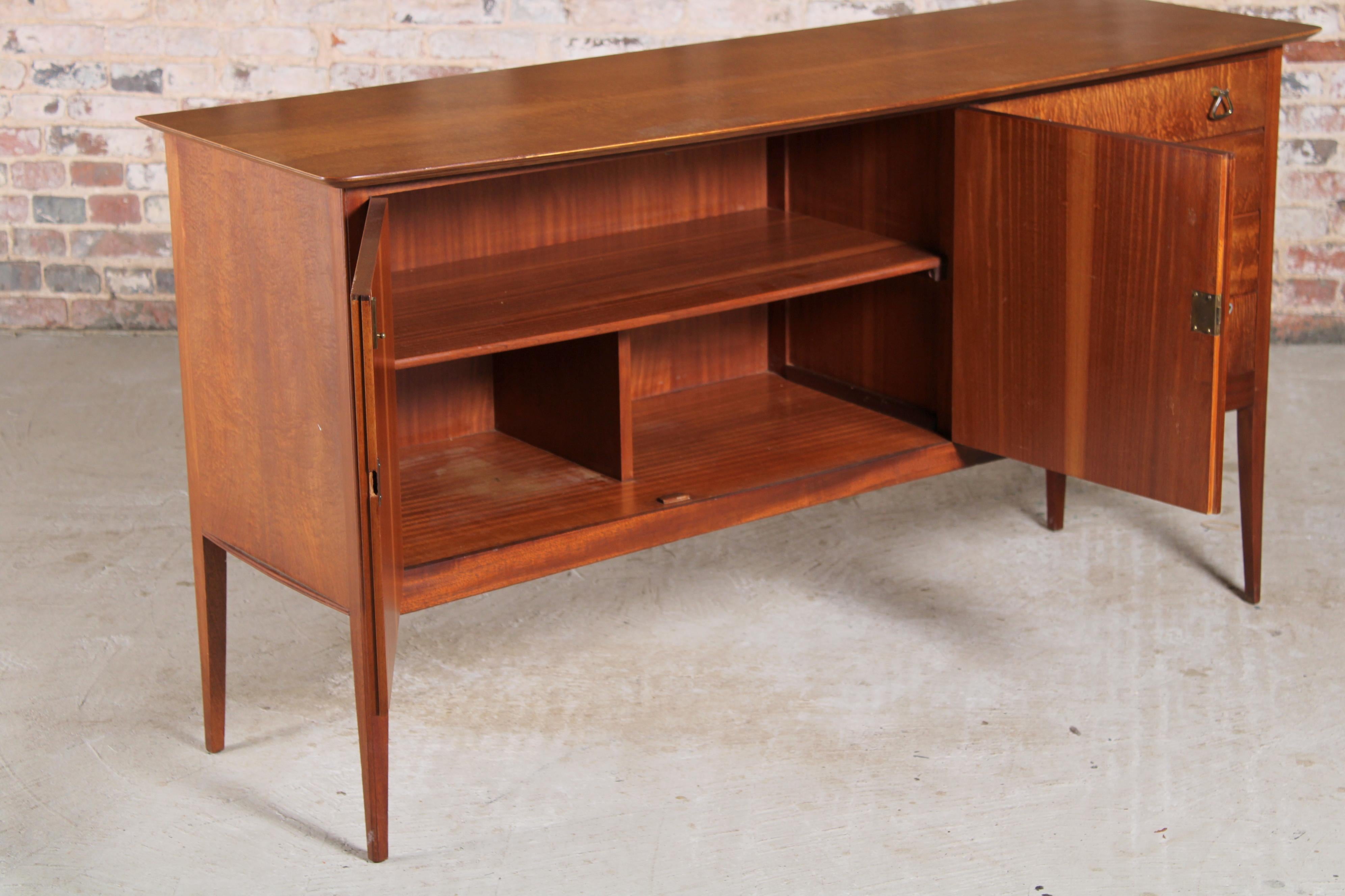 Mid Century Fiddleback Mahogany Sideboard by John Herbert for Younger In Good Condition In Surrey, GB