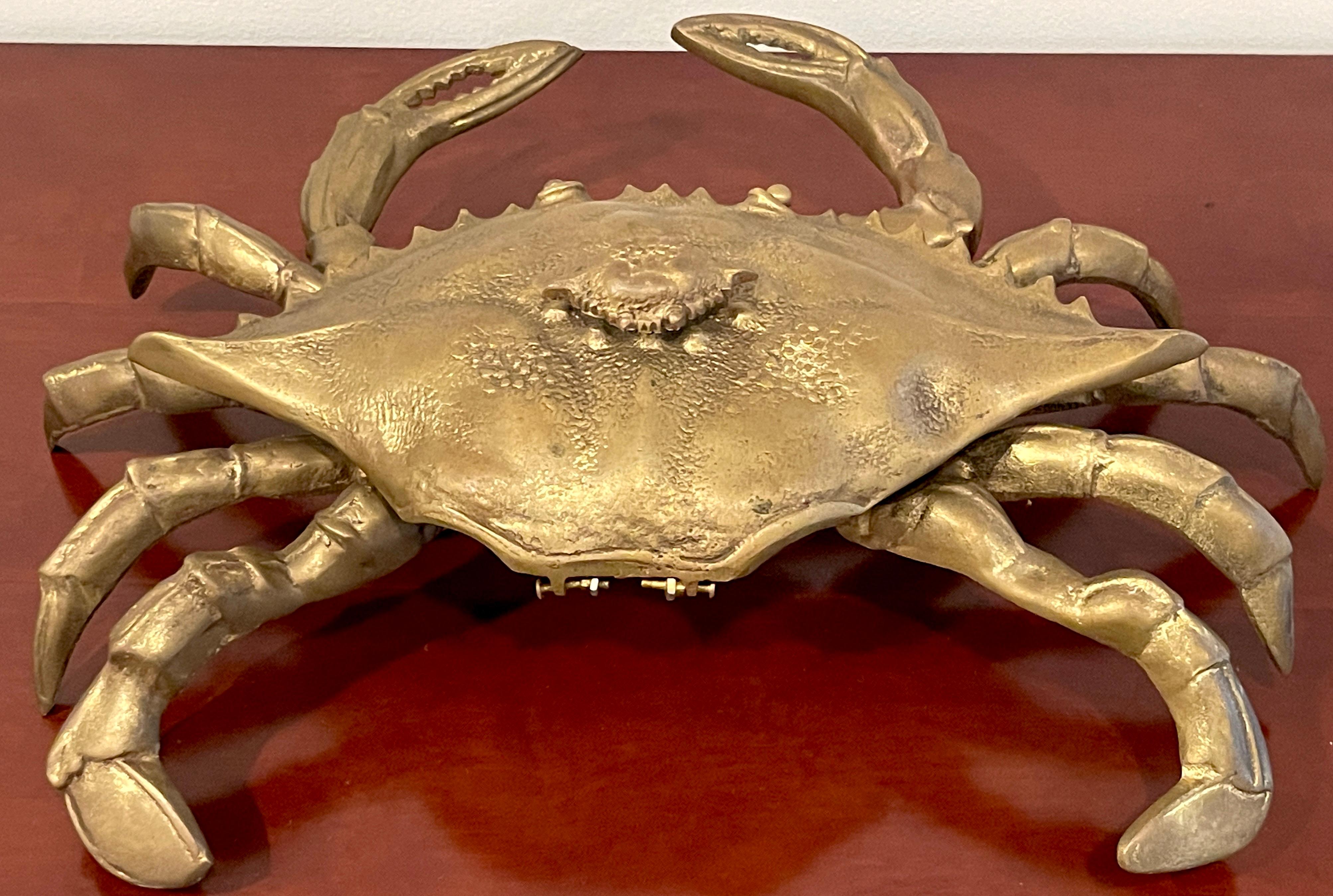 Mid-Century Modern Mid Century Figural Brass Crab Box by Sarried Ltd.