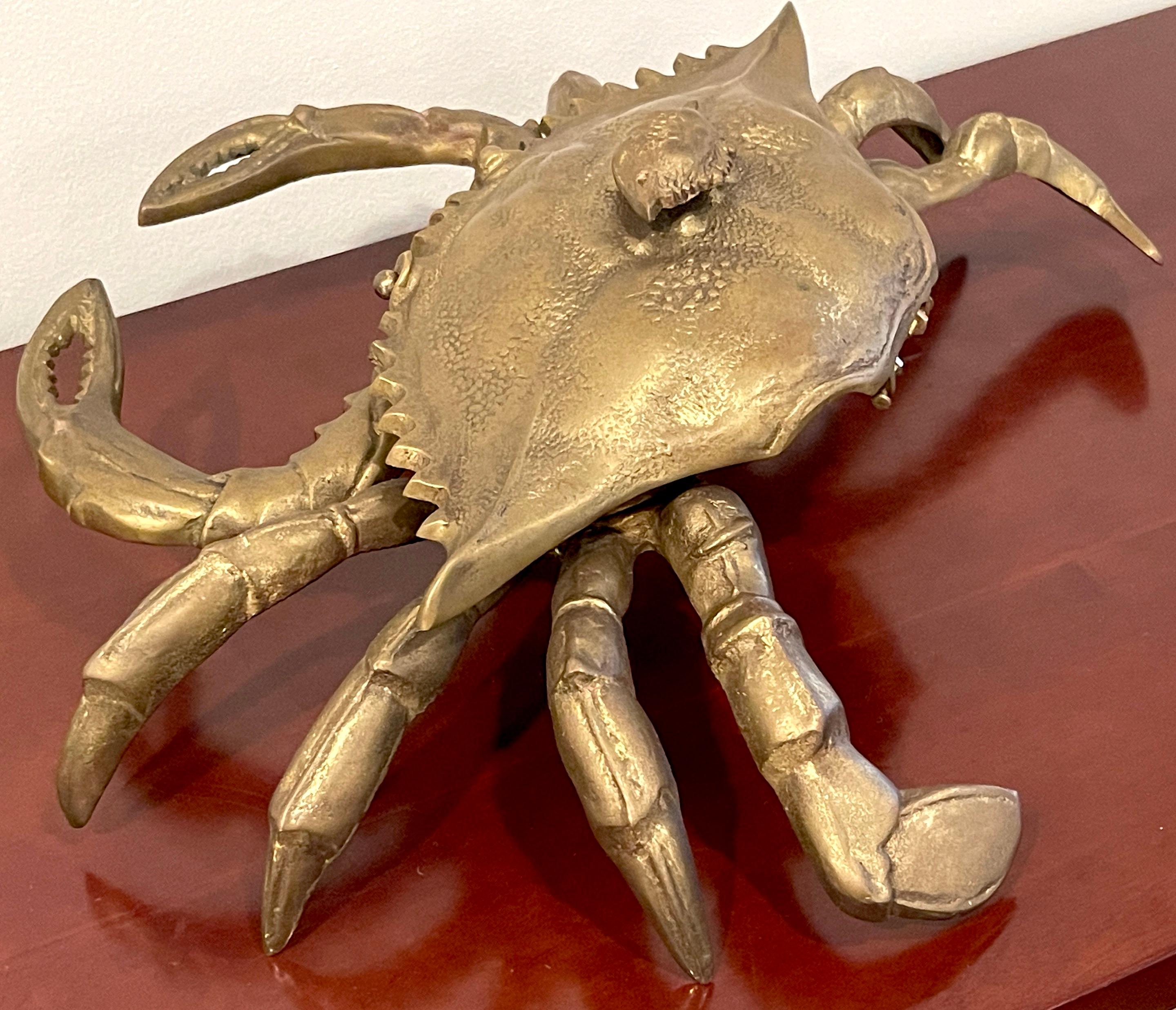 Cast Mid Century Figural Brass Crab Box by Sarried Ltd.