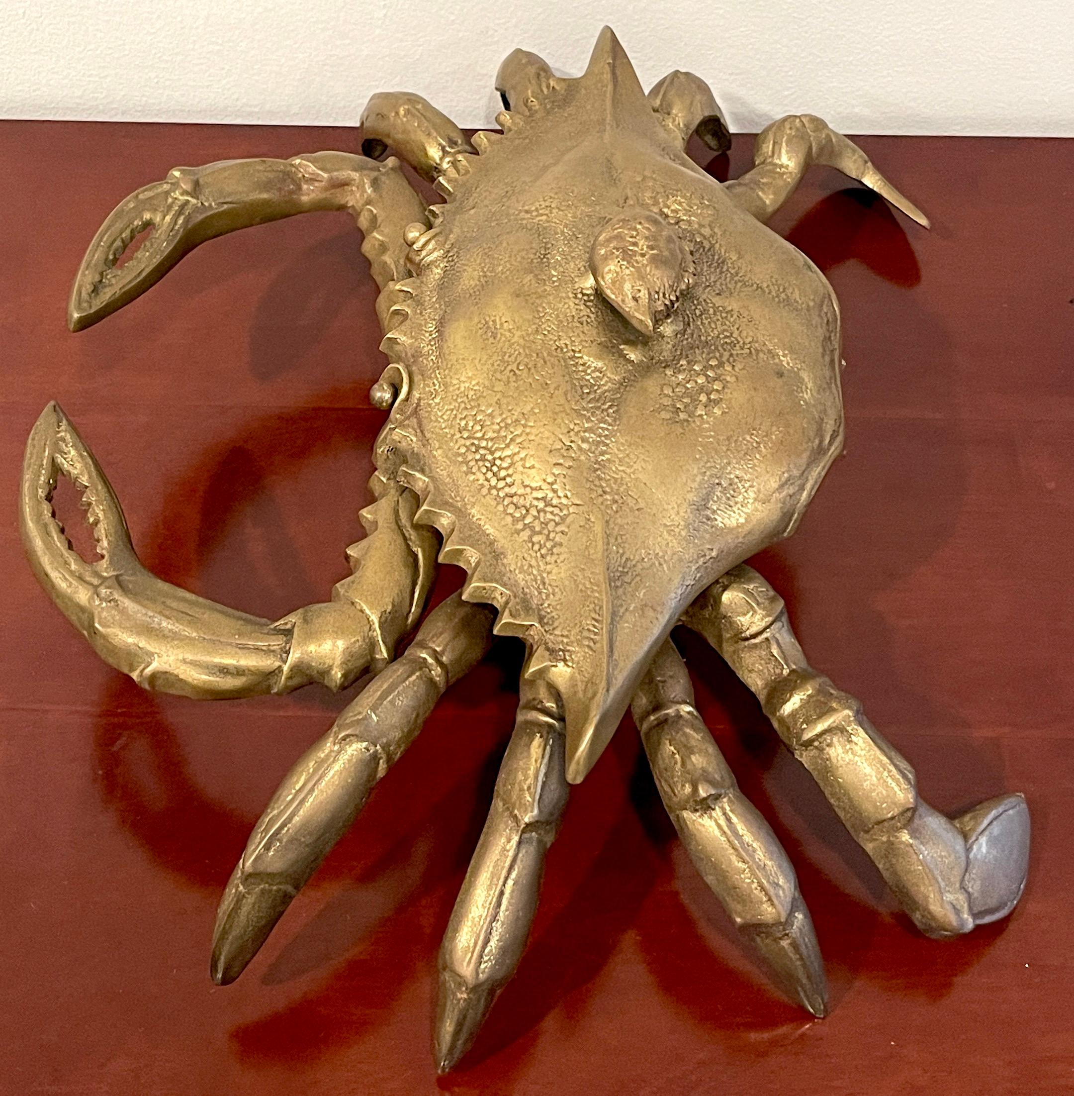 Mid Century Figural Brass Crab Box by Sarried Ltd. In Good Condition In West Palm Beach, FL