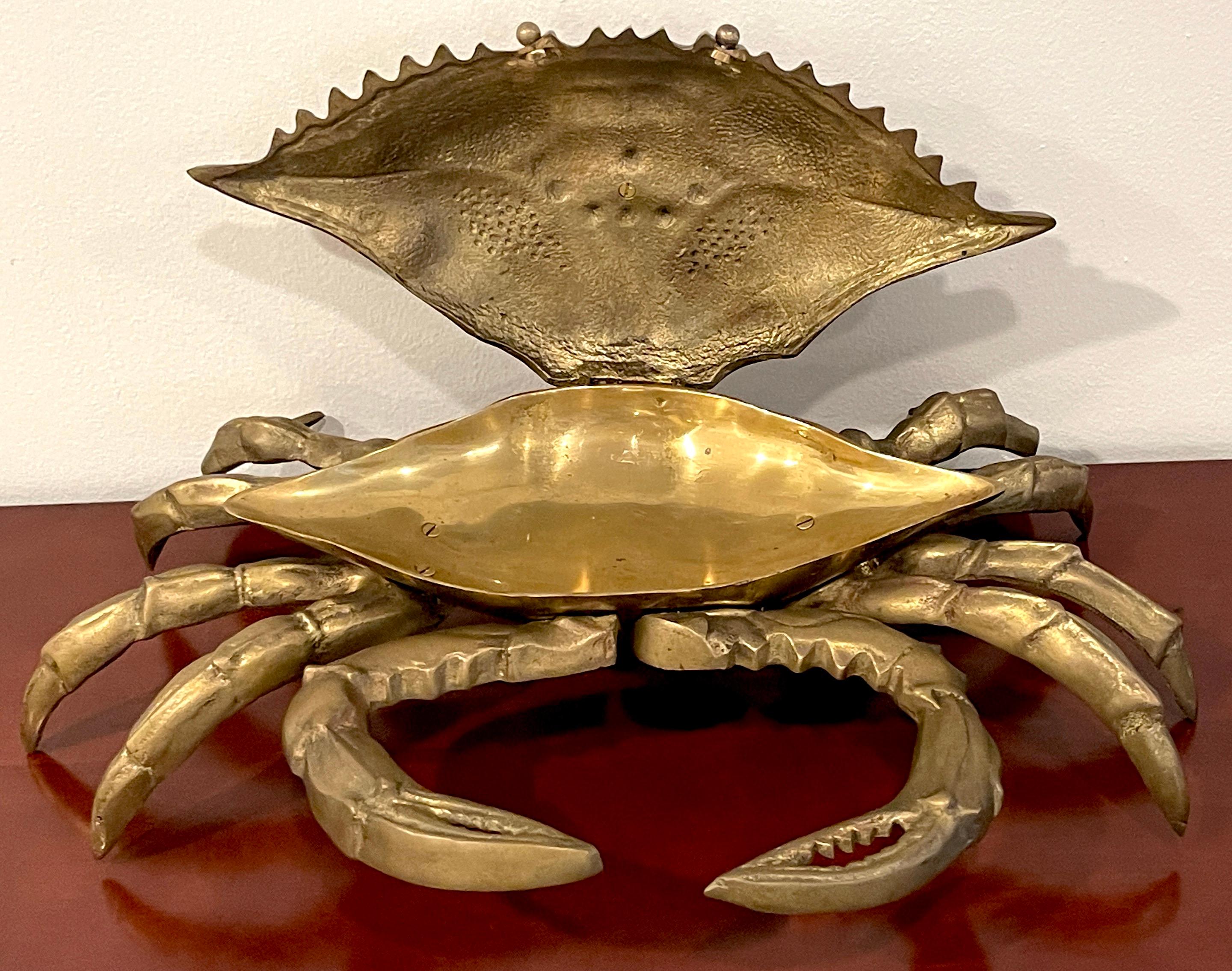 20th Century Mid Century Figural Brass Crab Box by Sarried Ltd.