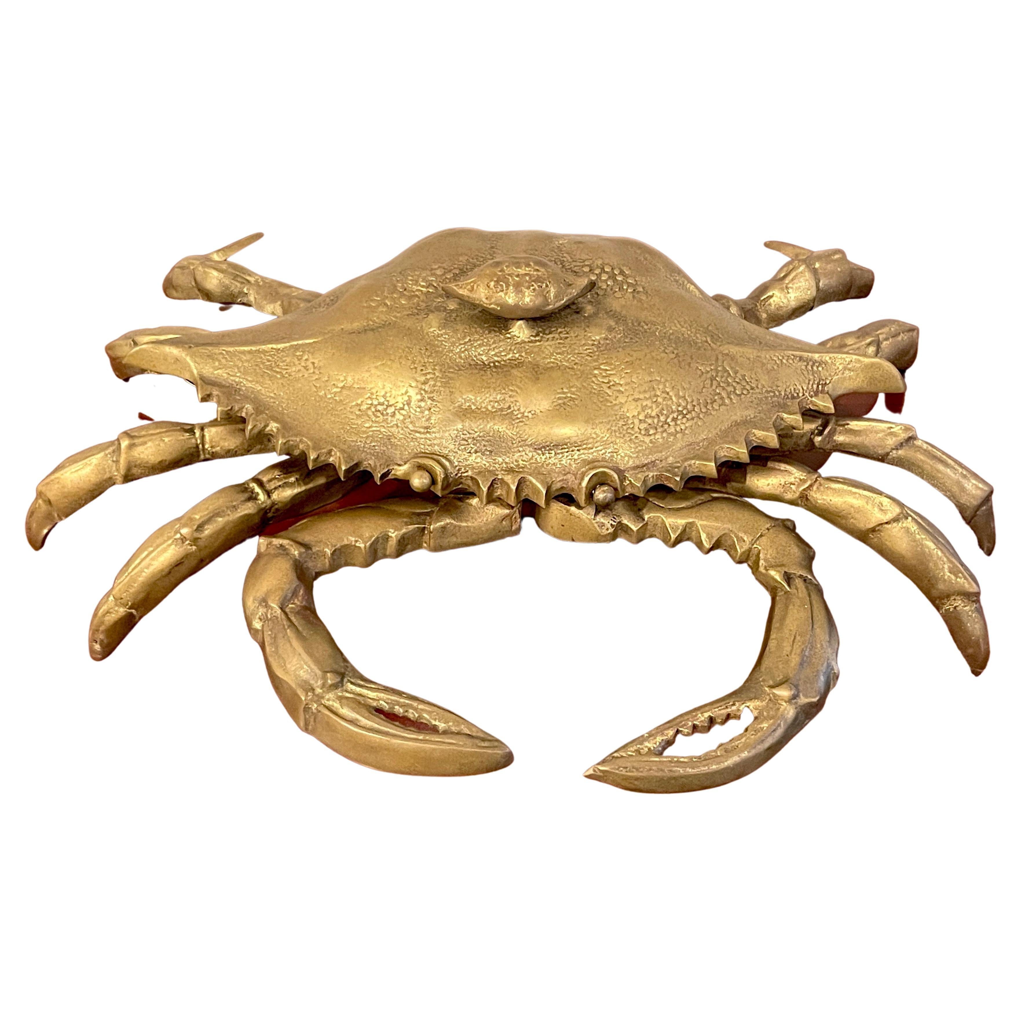 Mid Century Figural Brass Crab Box by Sarried Ltd.