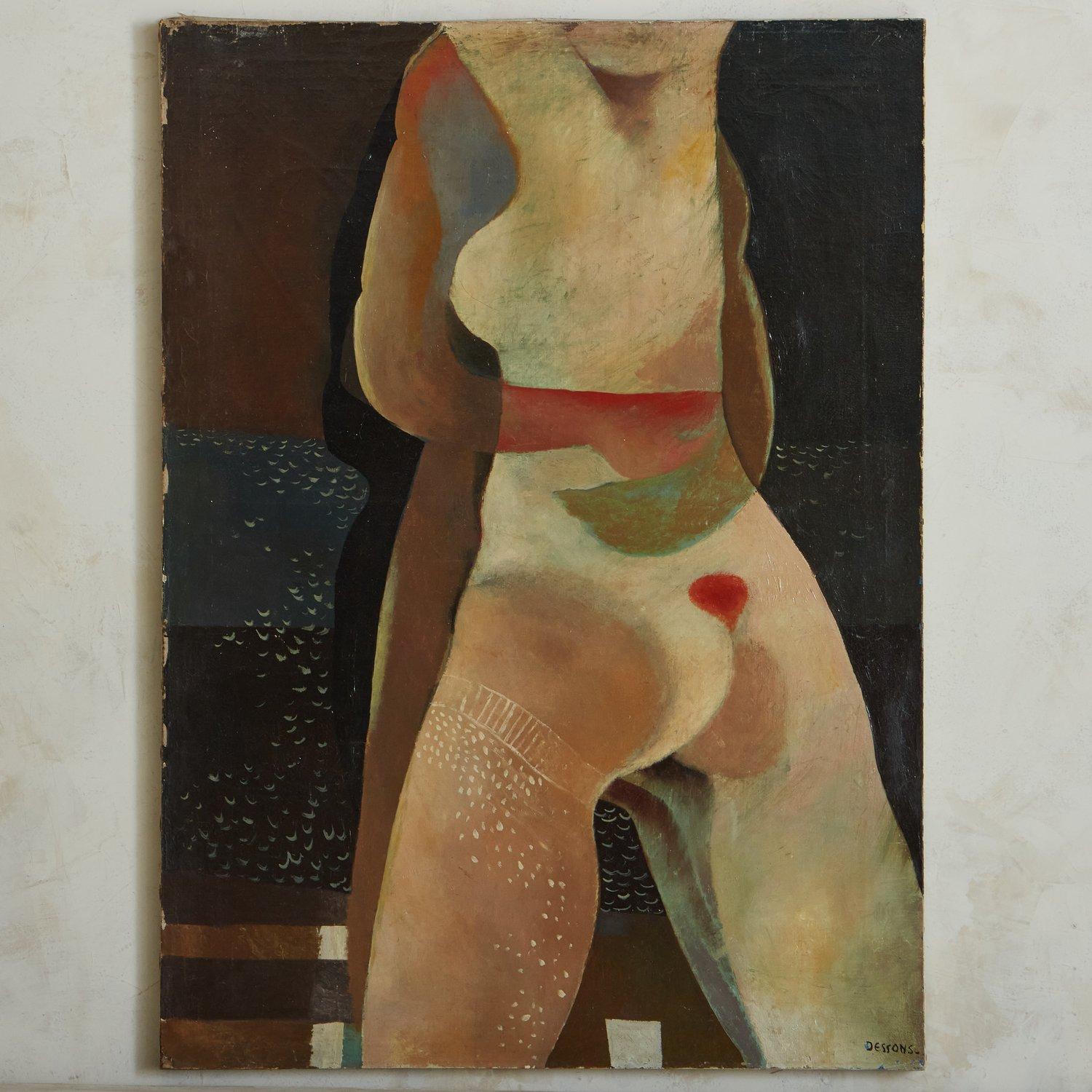 A Mid Century figural painting on canvas by Pierre Dessons featuring rich earthy hues. Signed ‘Dessons’ lower right corner. Sourced in France, 1970s.

Pierre Dessons is a French Postwar & Contemporary painter born in 1936.

