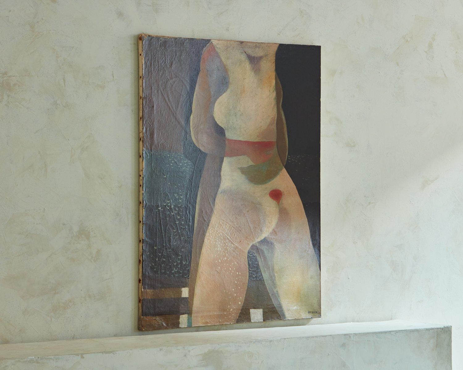 Mid Century Figural Painting on Canvas by Pierre Dessons '1936--', France 1970s In Good Condition In Chicago, IL