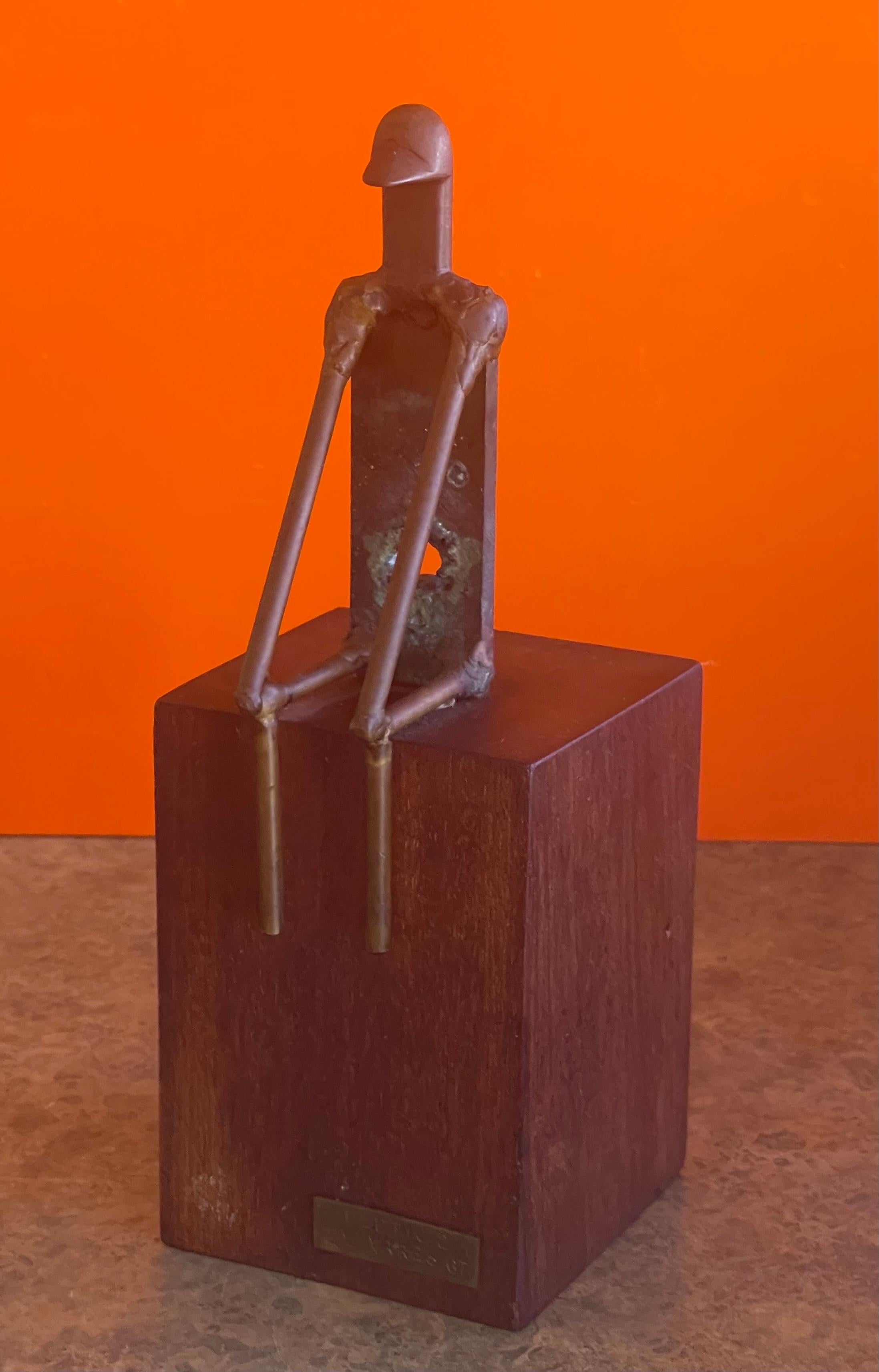 Mid-Century Figural Sculpture on Walnut Base Entitled 