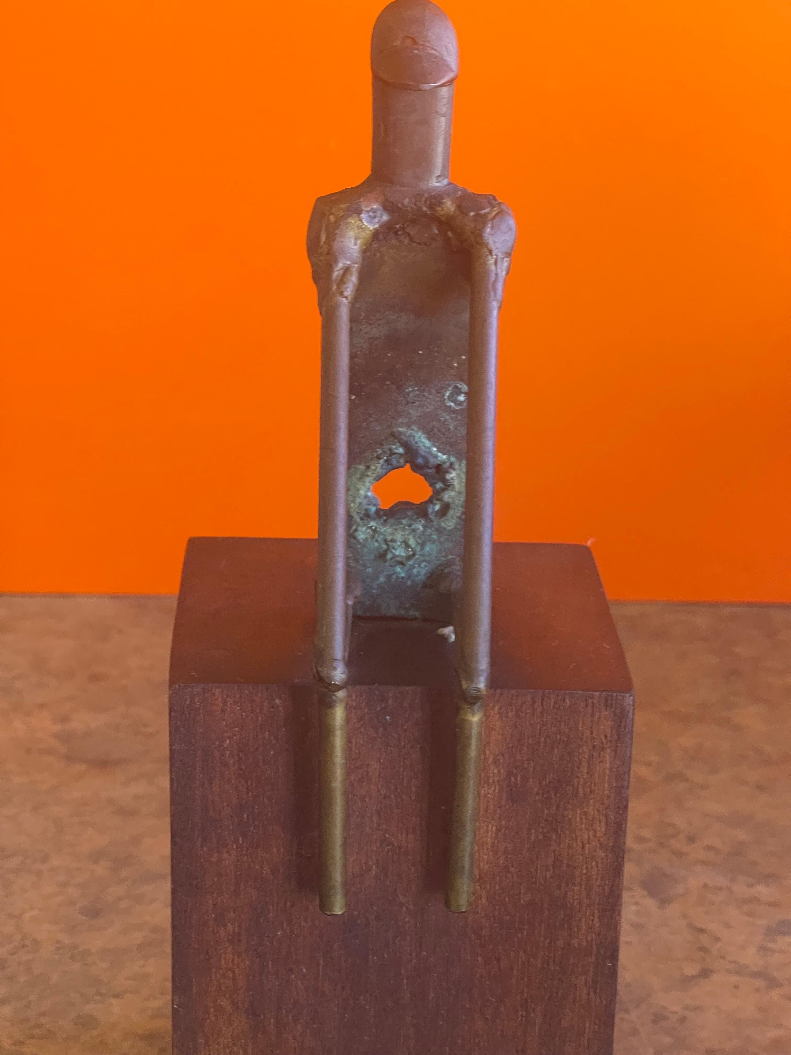 Mid-Century Figural Sculpture on Walnut Base Entitled 