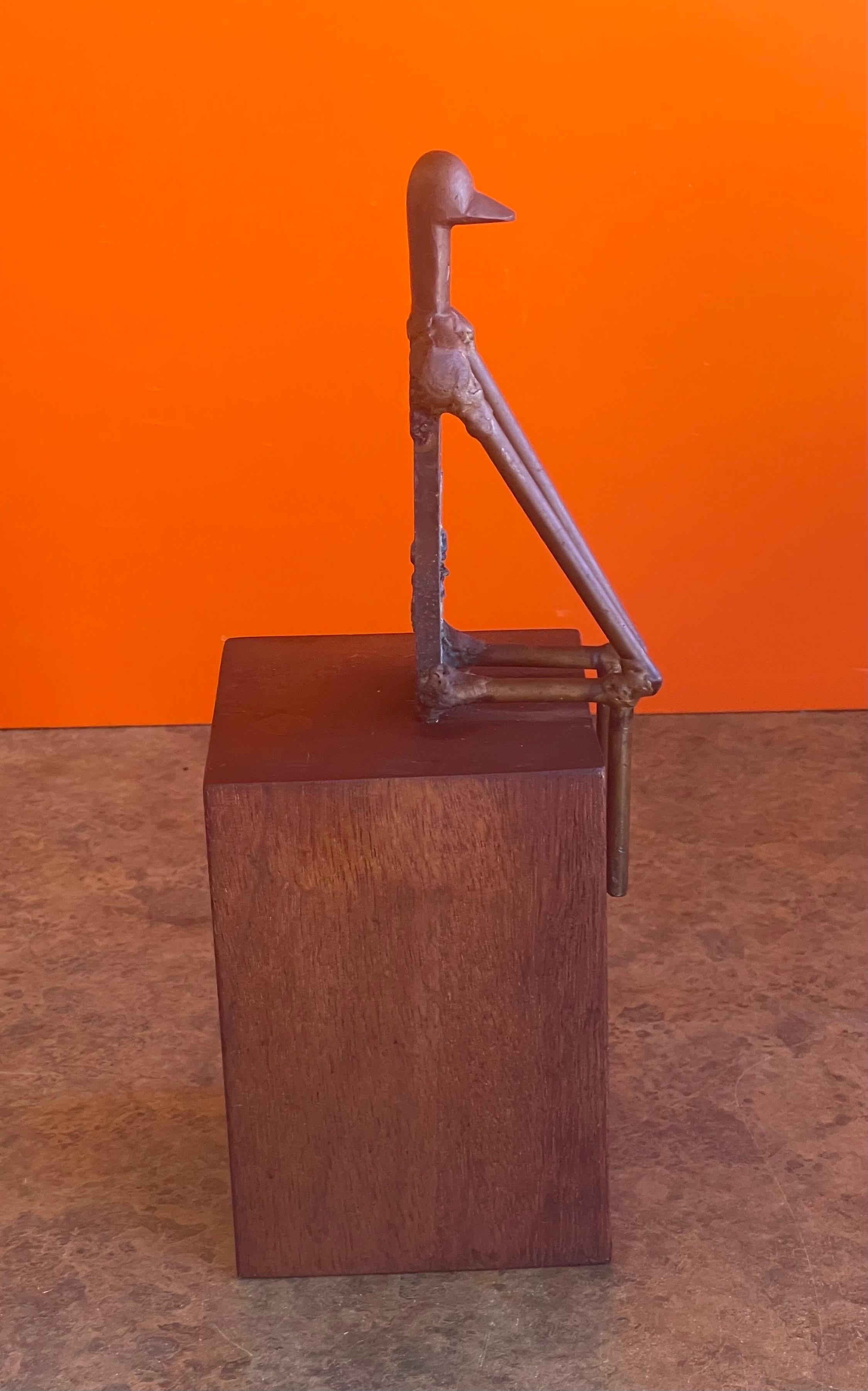 Mid-Century Figural Sculpture on Walnut Base Entitled 